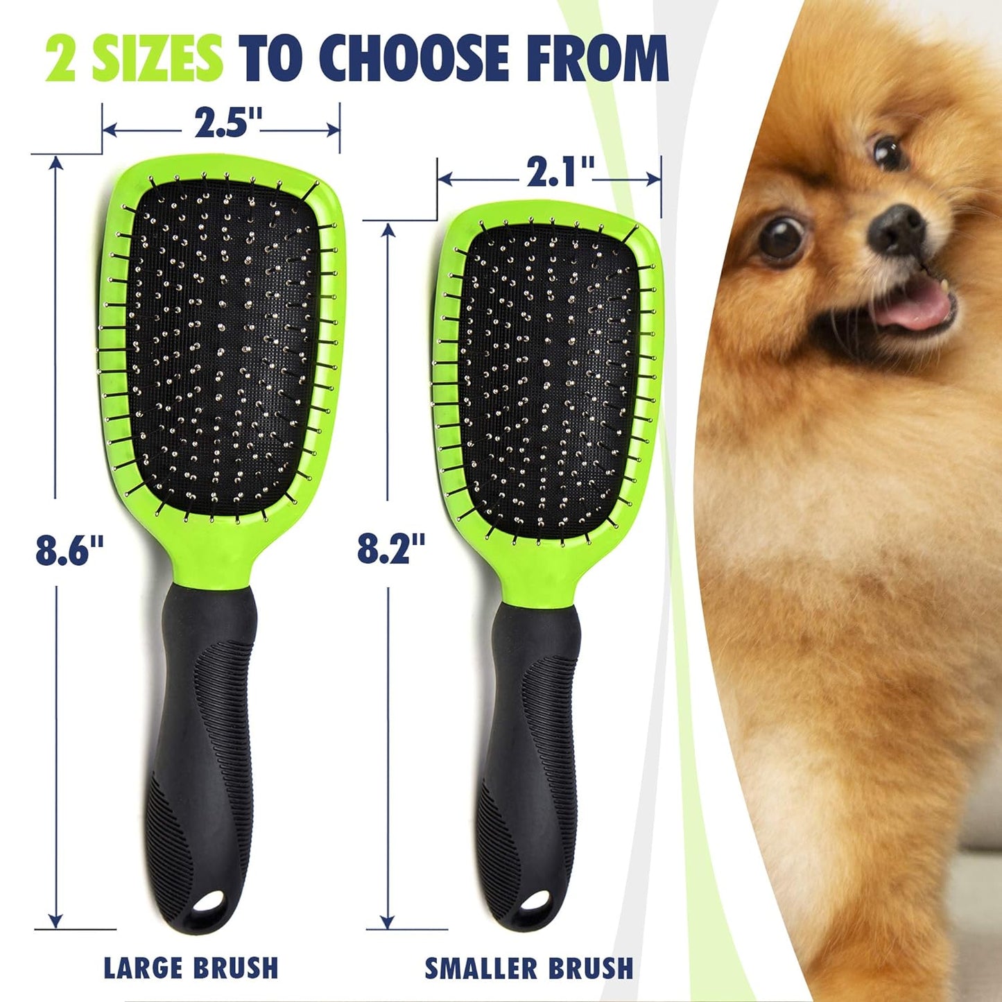 REXIPETS Dog & Cat Brush & Comb Pet Grooming Set - Double Side (Large) - Ultimate Deshedding Tool - Lice and Flea Removing - Perfect Groomer'S Tools - Strong Grip and Soft Bristles