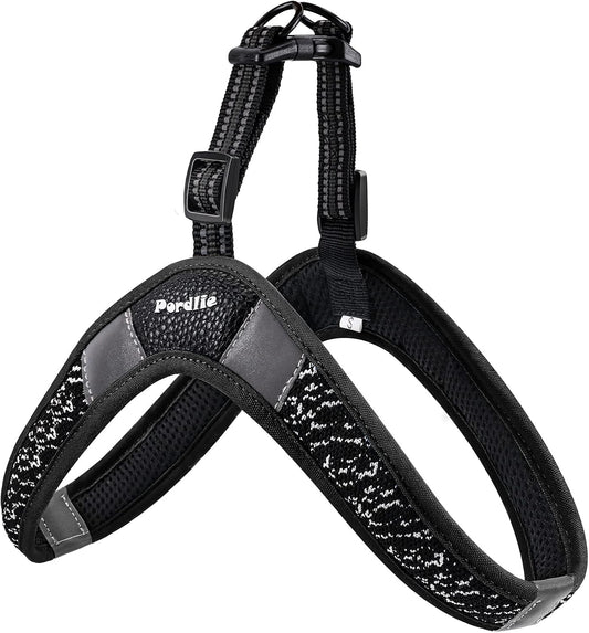 Dog Harness No Pull, Easy on and off Ultra Soft Breathable Padded Pet Vest Harness, Adjustable Reflective Top Paw Dog Harness for Small Medium Large Dogs (S Black