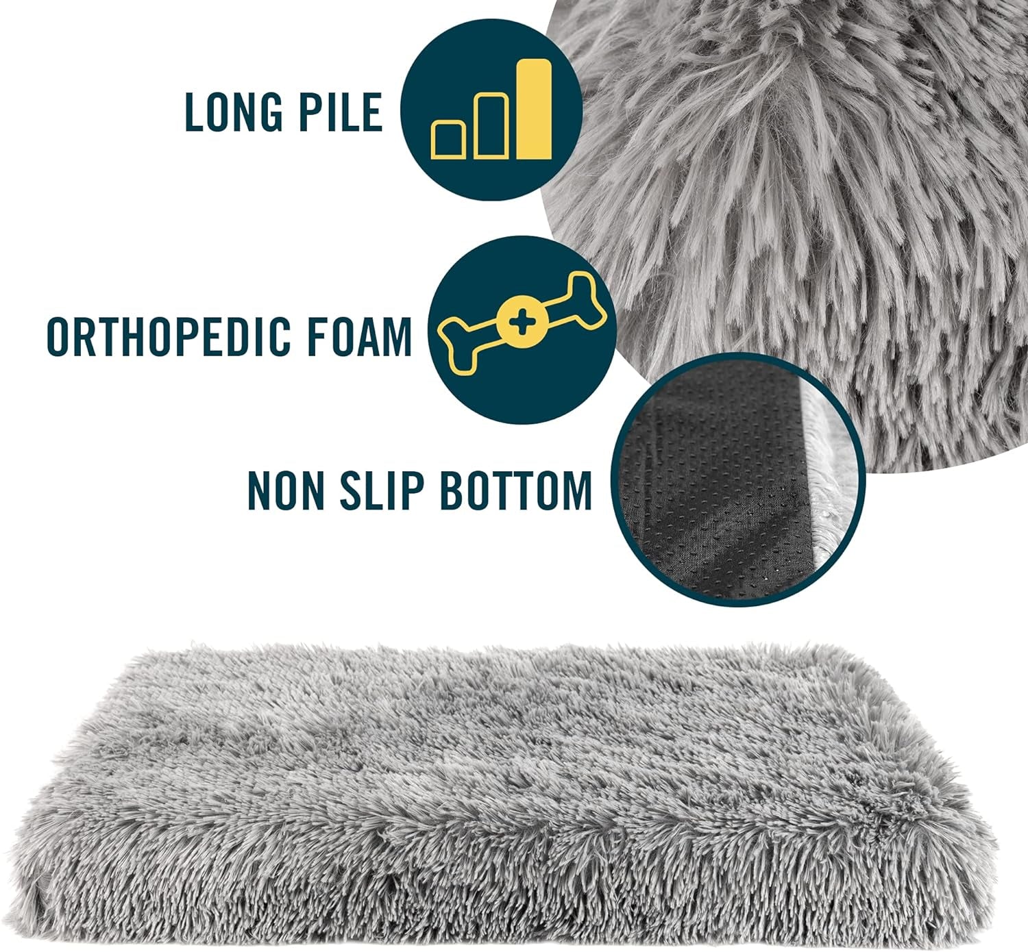 Our Pets Long Plush Dog Mat, Dog Bed & Crate Mat (Extra Plush & Versatile Washable Dog Bed. Perfect Dog Crate Mat and Calming Dog Bed with Nonslip Bottom) XXL Measures 30" X 48"