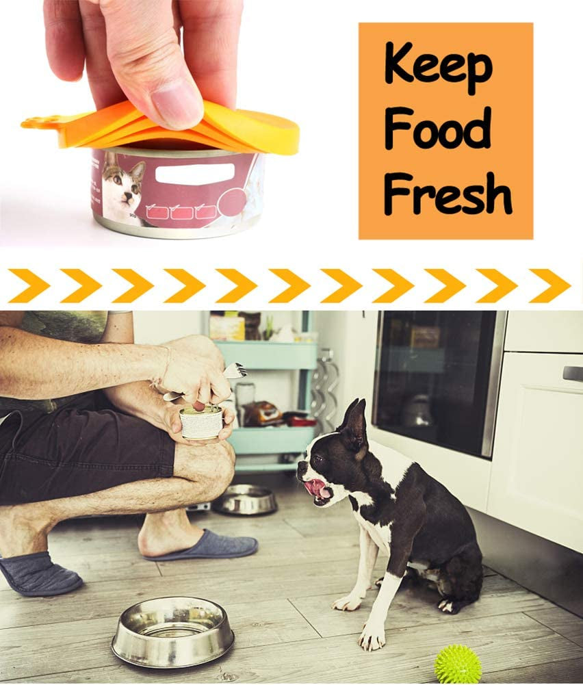 Comtim Pet Food Can Cover Silicone Can Lids for Dog and Cat Food(Universal Size,One Fit 3 Standard Size Food Cans),Multi-Colored