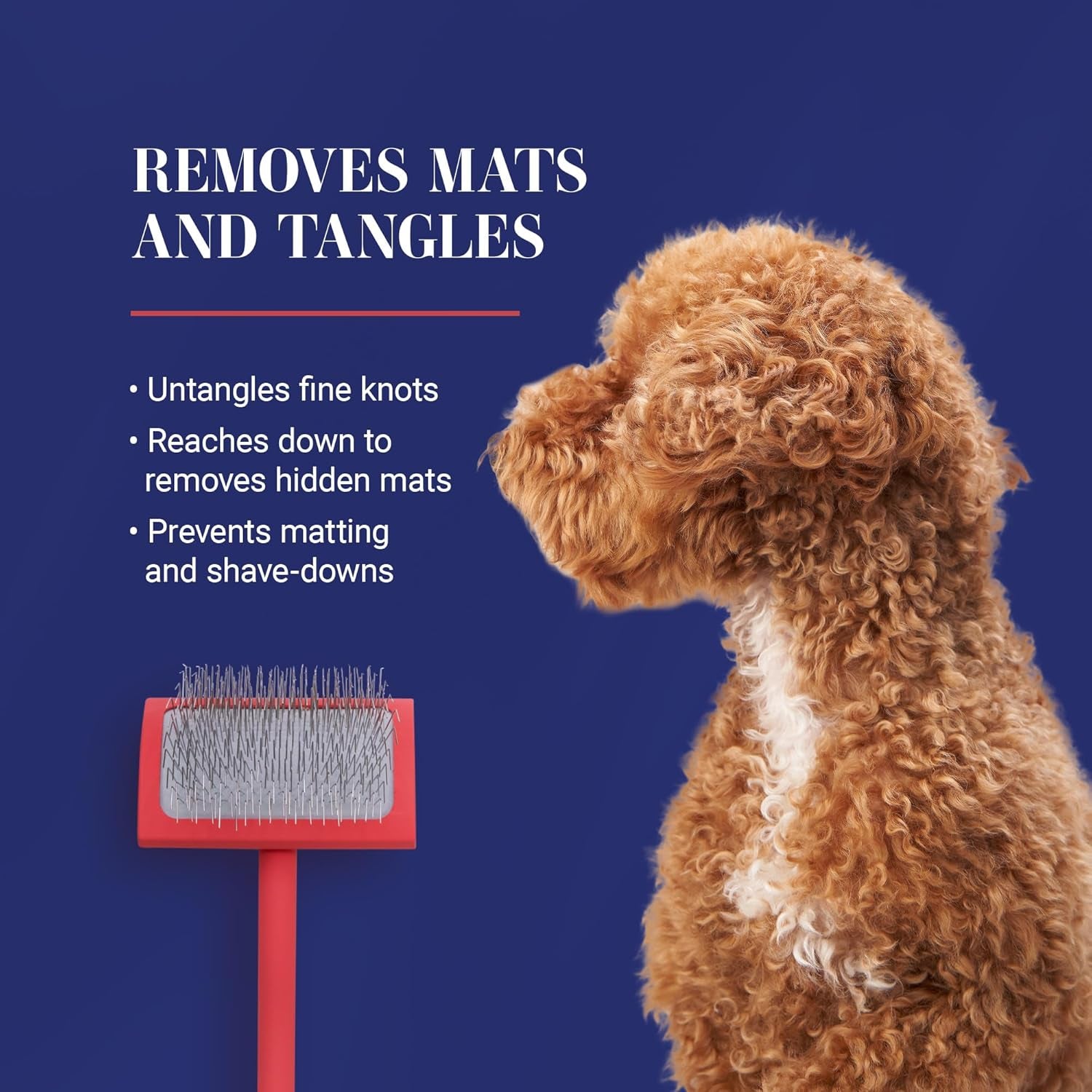 Chris Christensen Big G Dog Slicker Brush for Professional Grooming of Goldendoodles, Labradoodles, and Poodles - Coral, Large Size for Efficient Fluffing and Detangling