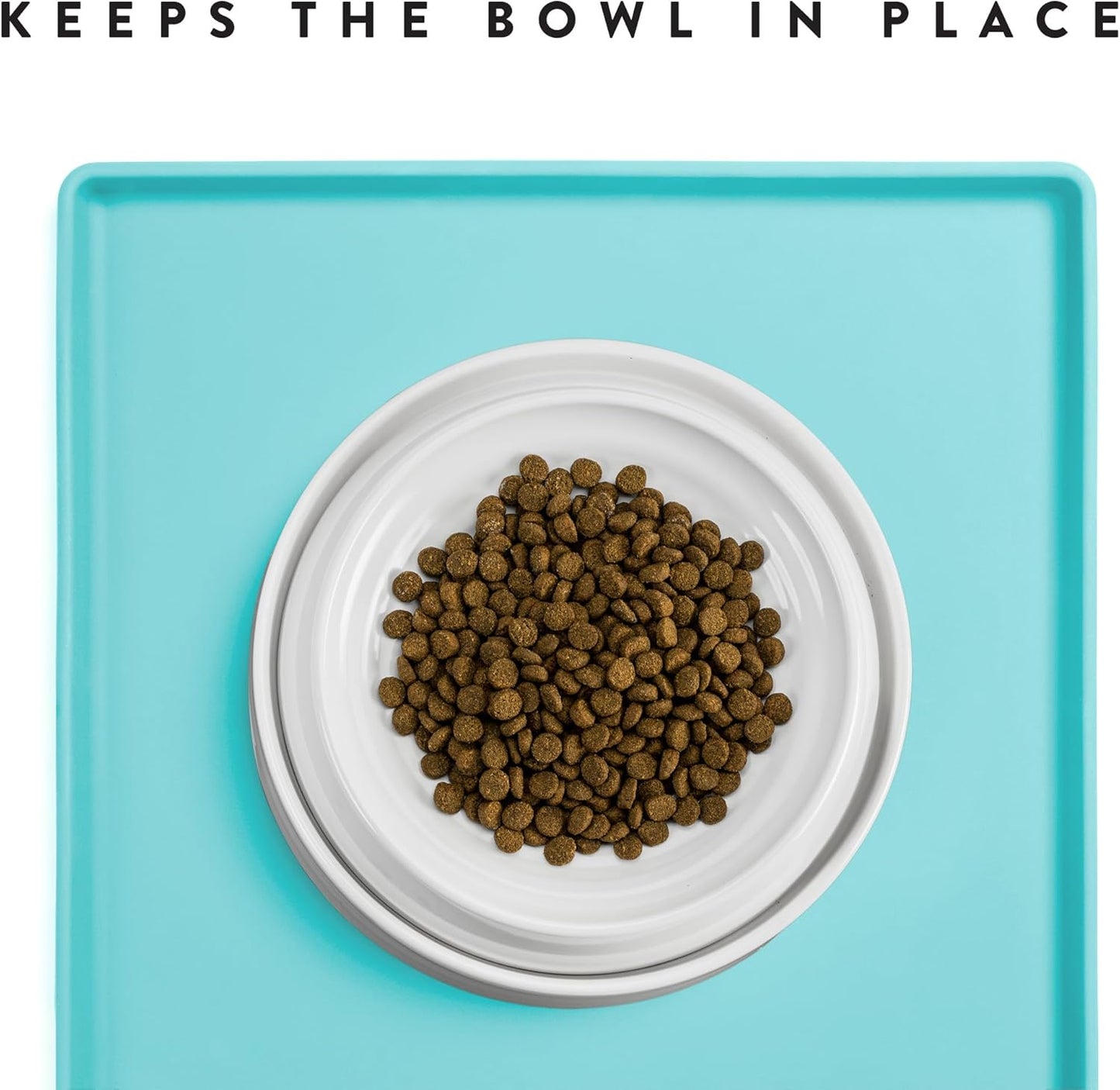Catguru Cat Food Mat, Small & Large Pet Feedingd Mat, 100% Waterproof Cat Mats for Food and Water, Silicone Mats for Pet Bowls, Non-Slip Placemat for Water Bowl or Fountain (Small, Aruba)