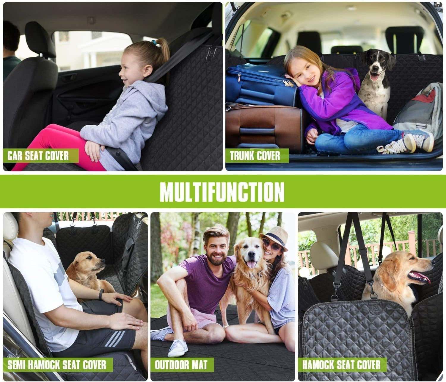 Pecute Dog Car Seat Cover for Back Seat, Dog Seat Cover with Perspective Mesh, Storage Bags, Hammock - Waterproof Scratch Proof Non-Slip, Durable Car Seat Covers for Dogs for Car SUV Truck