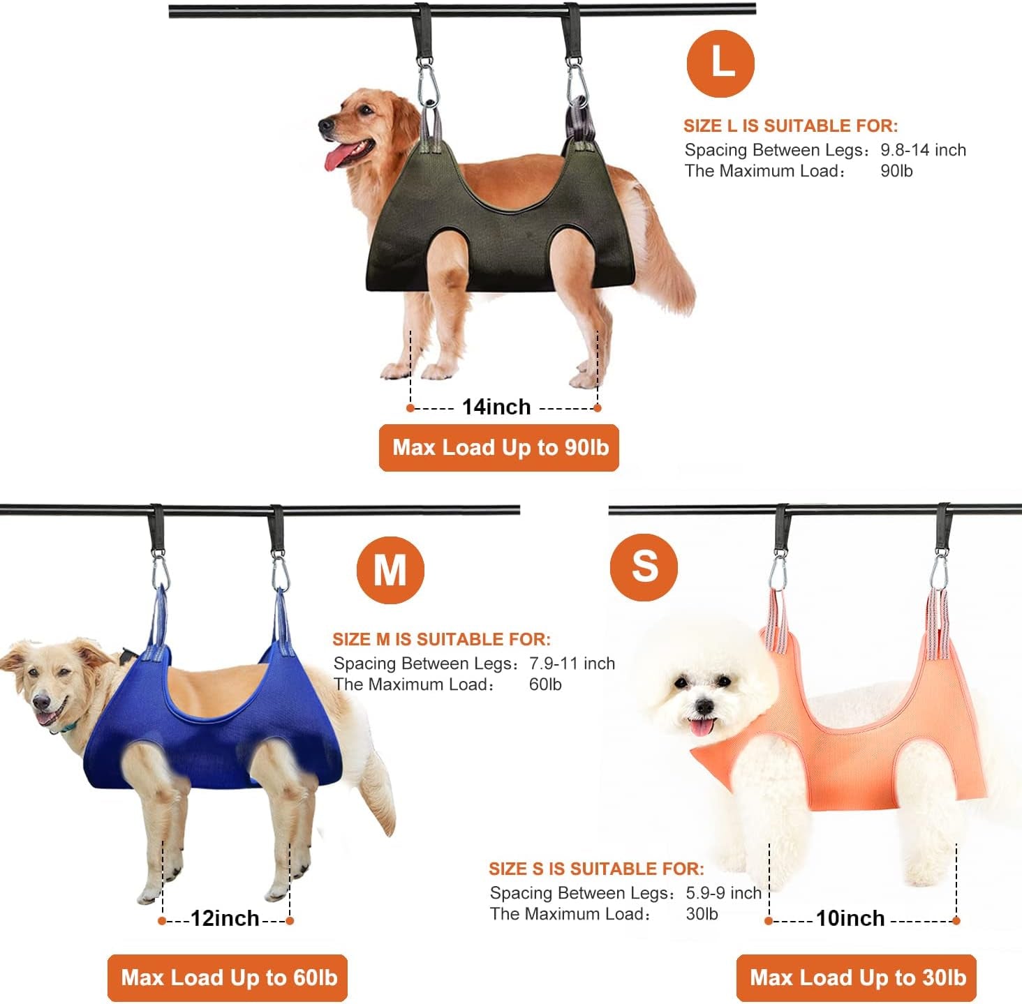 KONTY Pet Grooming Hammock, Durable Dog Hammock for Grooming, Dog Grooming Helper Cat/Dog/Pet Grooming Hammock (S(Legs Spacing: 5.1""-11.8"" / Max W: 55LB))
