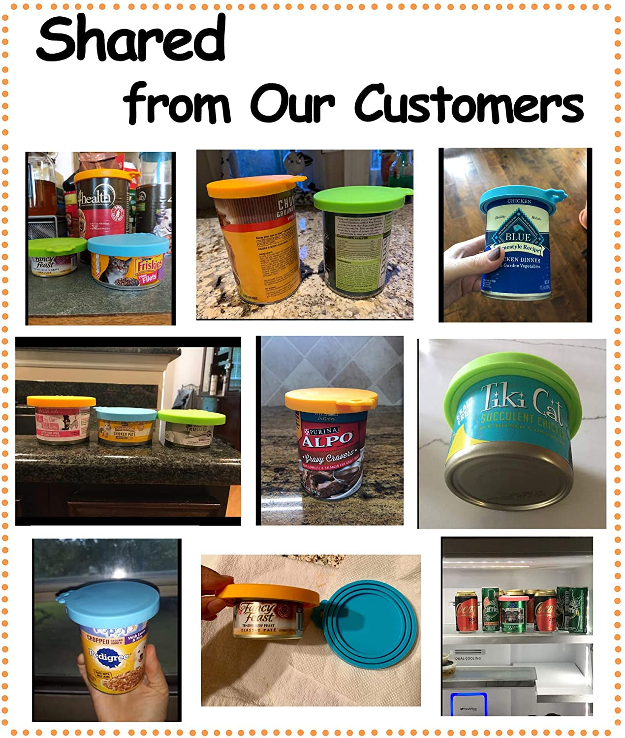 Comtim Pet Food Can Cover Silicone Can Lids for Dog and Cat Food(Universal Size,One Fit 3 Standard Size Food Cans),Multi-Colored
