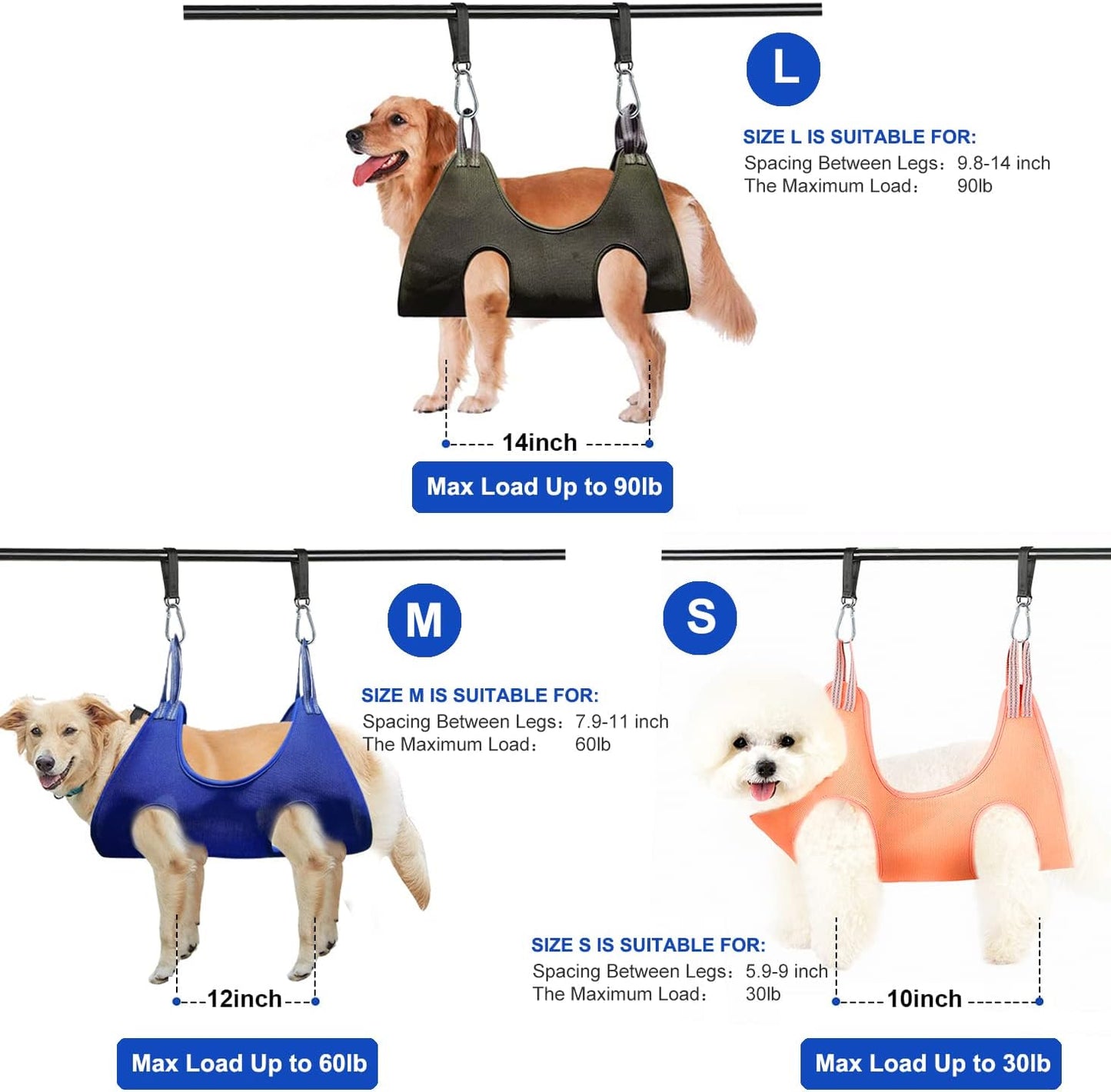 KONTY Pet Grooming Hammock, Durable Dog Hammock for Grooming, Dog Grooming Helper Cat/Dog/Pet Grooming Hammock (M(Legs Spacing: 5.9""-14.2"" / Max W: 65LB))