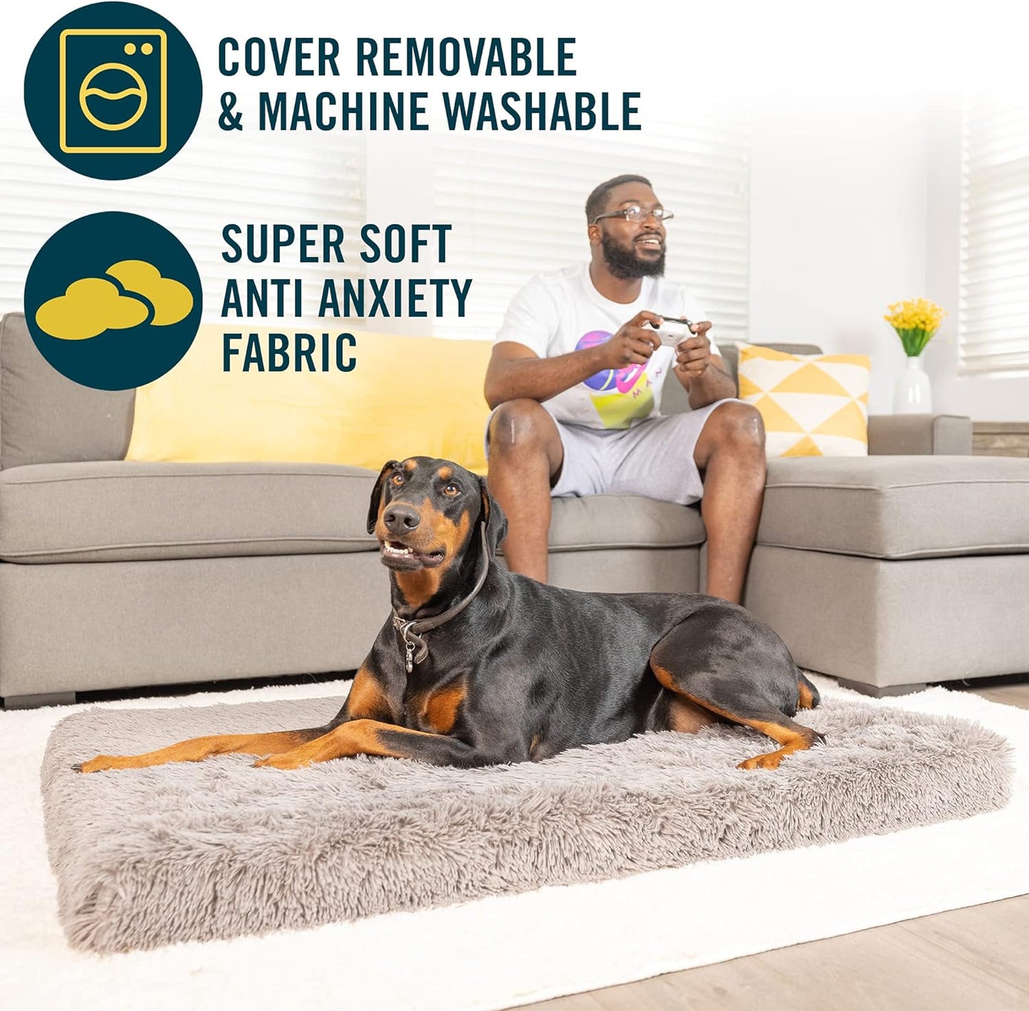 Our Pets Long Plush Dog Mat, Dog Bed & Crate Mat (Extra Plush & Versatile Washable Dog Bed. Perfect Dog Crate Mat and Calming Dog Bed with Nonslip Bottom) XXL Measures 30" X 48"