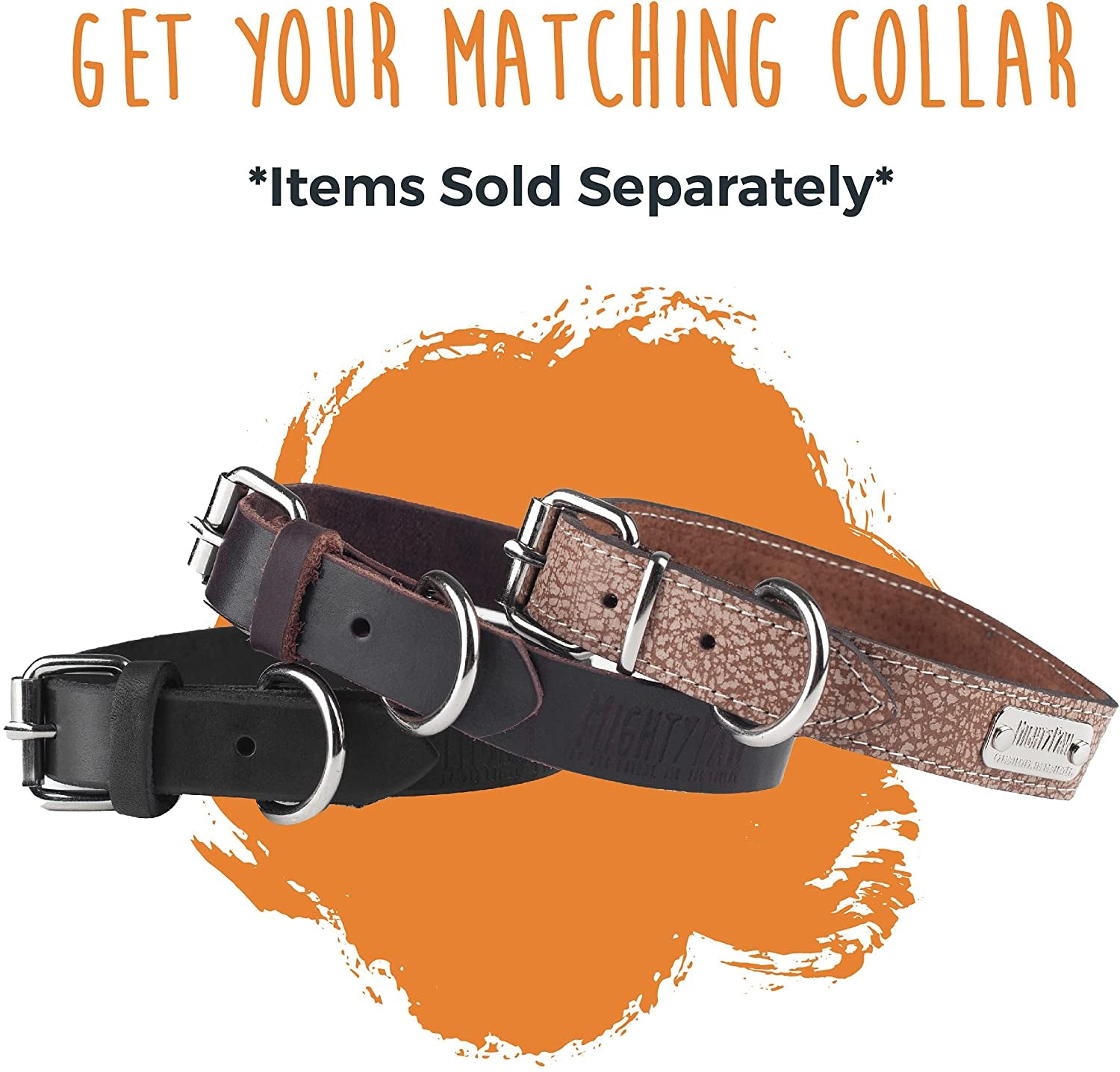 Mighty Paw Leather Dog Leash - Genuine Distressed Material - Premium - Suitable for All Pet Sizes - Heavy Duty Dogs Leashes - Modern - Dark