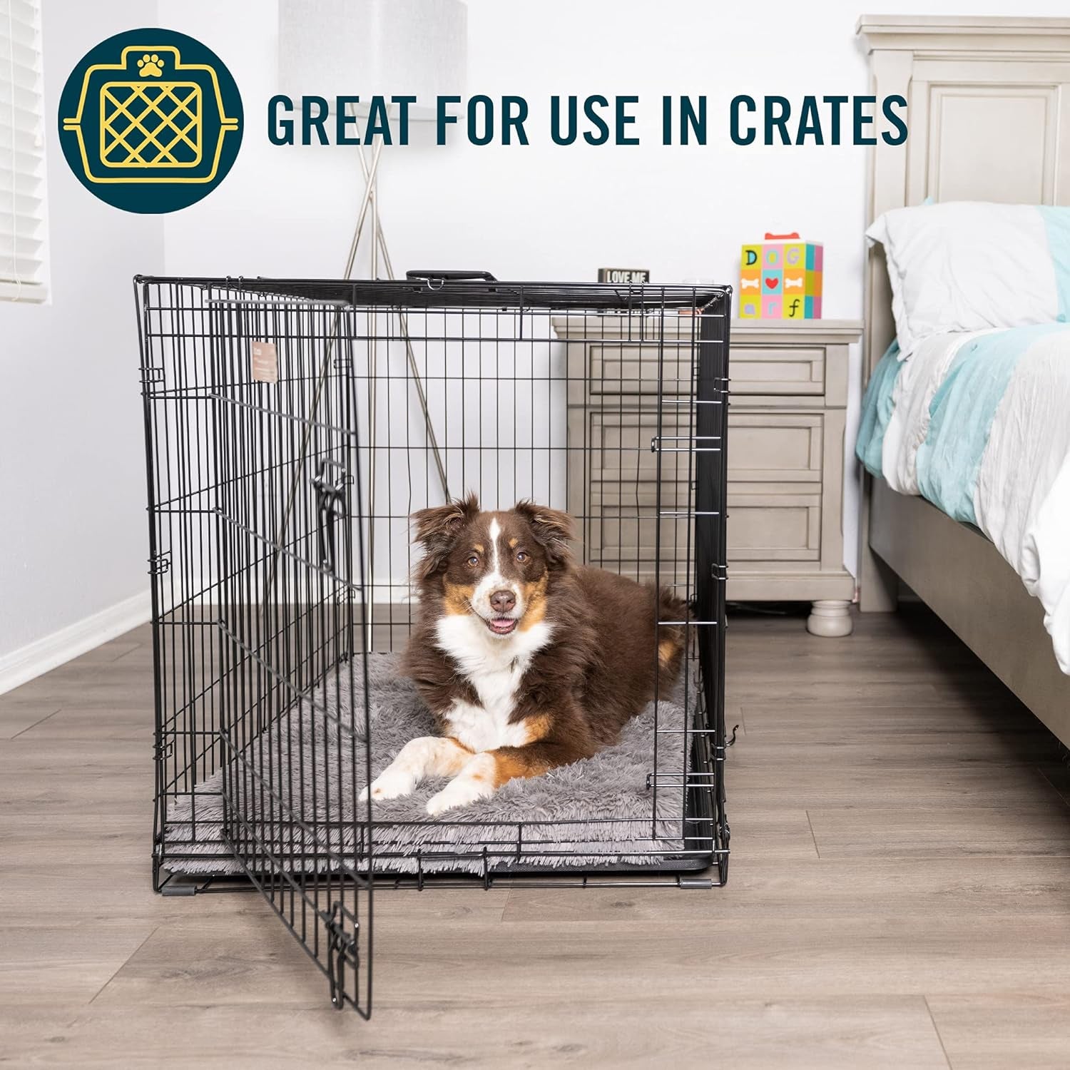 Our Pets Long Plush Dog Mat, Dog Bed & Crate Mat (Extra Plush & Versatile Washable Dog Bed. Perfect Dog Crate Mat and Calming Dog Bed with Nonslip Bottom) XXL Measures 30" X 48"