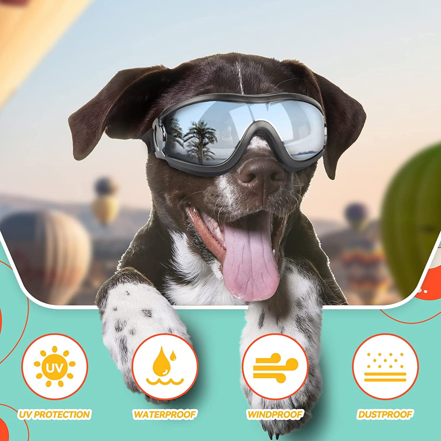 PETLESO Dog Goggles Large Breed, Large Dog Sunglasses Eye Protection for Dogs Windproof Goggles for Medium Large Dog Riding Biking Driving, Black