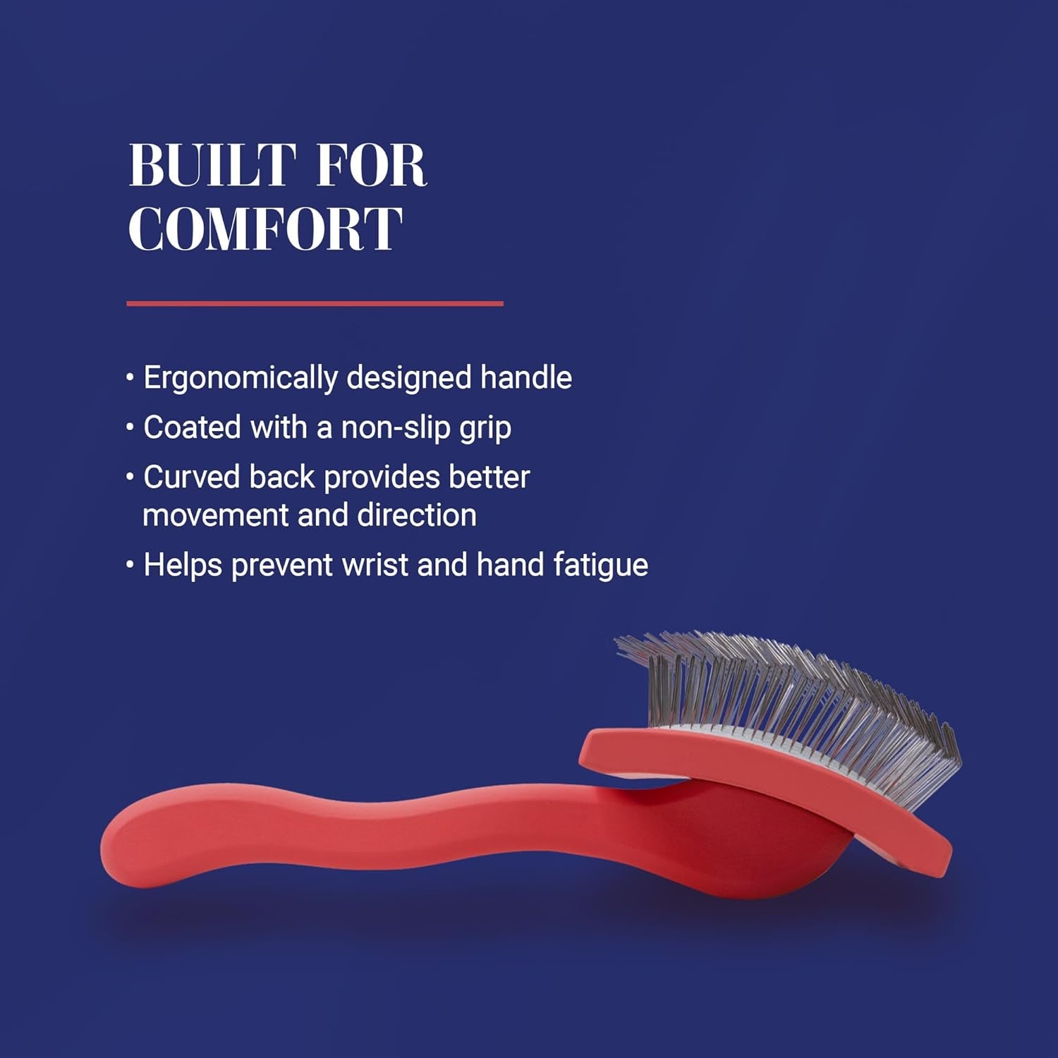 Chris Christensen Big G Dog Slicker Brush for Professional Grooming of Goldendoodles, Labradoodles, and Poodles - Coral, Large Size for Efficient Fluffing and Detangling