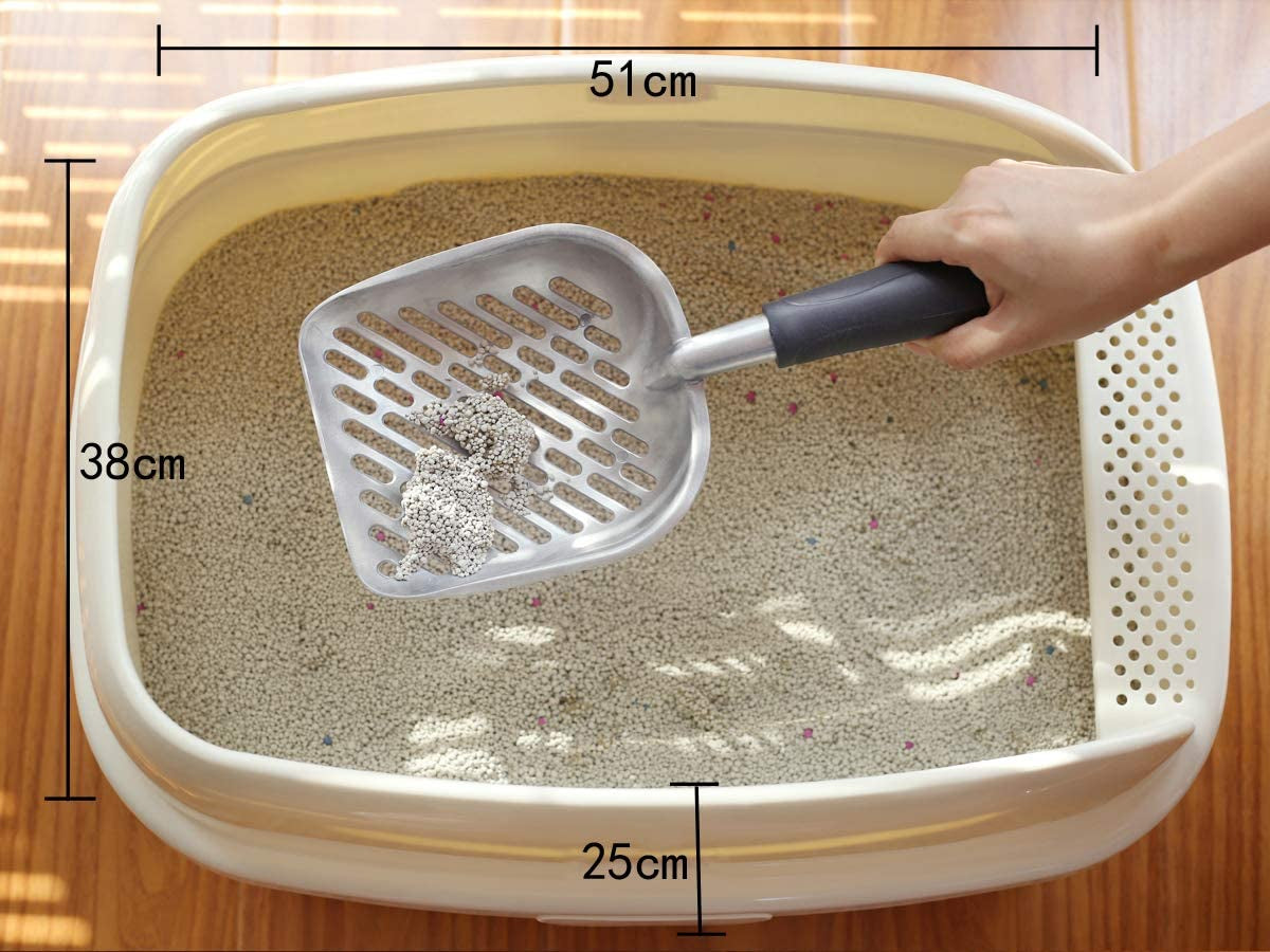 VIVAGLORY Cat Litter Scoop, Durable Metal Litter Scoop for Kitty, Sifter with Deep Shovel and Ergonomic Handle, Made of Heavy Duty Solid Aluminum, Jumbo Size, Navy Blue
