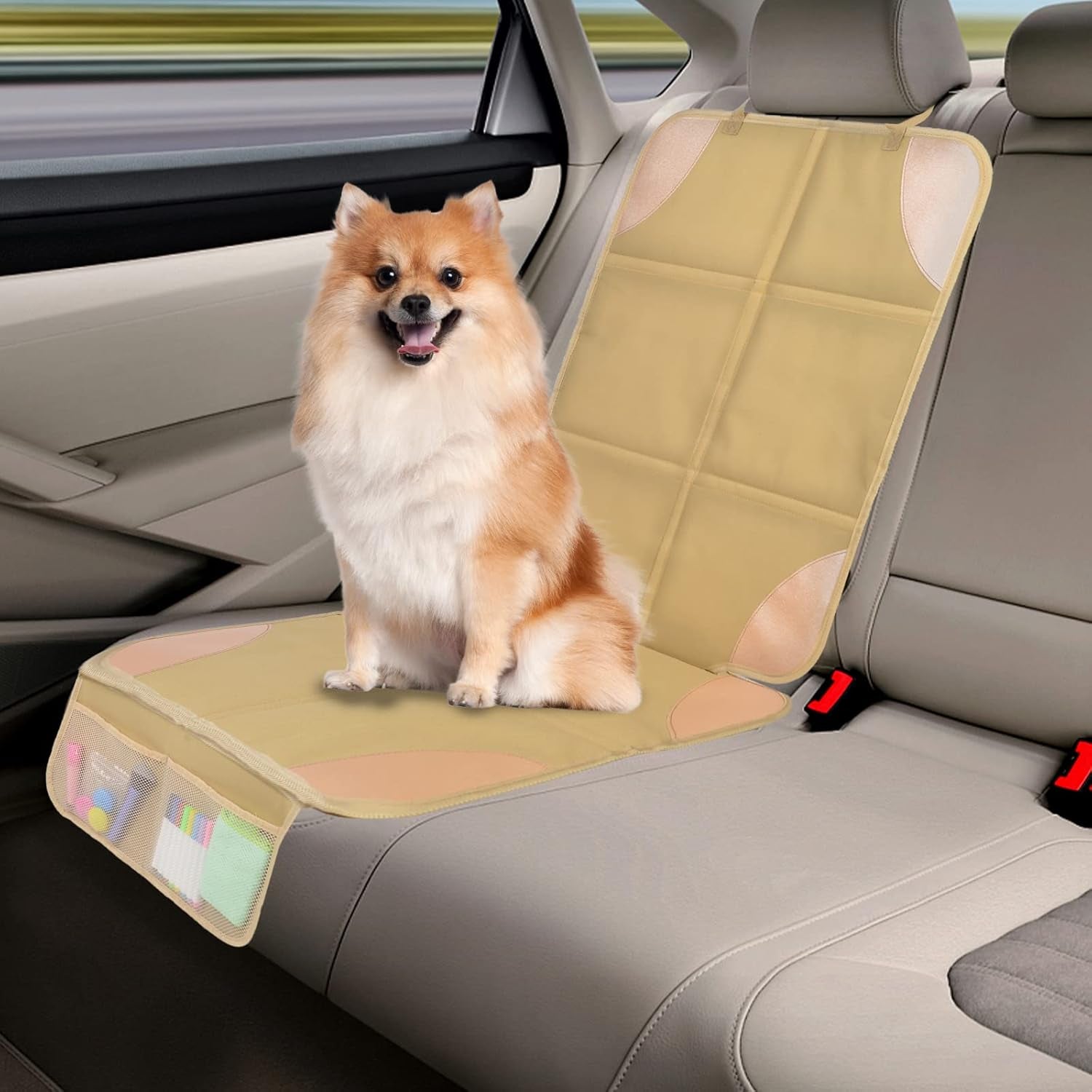 Meolsaek Car Seat Protector, Non-Slip Backing Will Not Leave Imprint, Waterproof Thicker Car Seat Cover for SUV, Sedan, Truck, Leather Car Seat Cushion (Ochre)