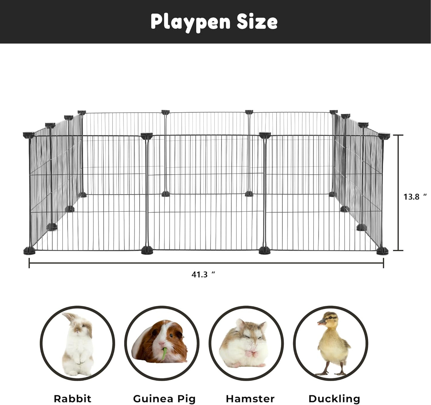 Allisandro Guinea Pig Cages Small Animal Playpen, Small Animal Cage for Indoor Outdoor Use, Portable Metal Wire Yard Fence for Guinea Pigs, Bunny, Turtle, Hamster, 12 Panels(13.8X13.8)