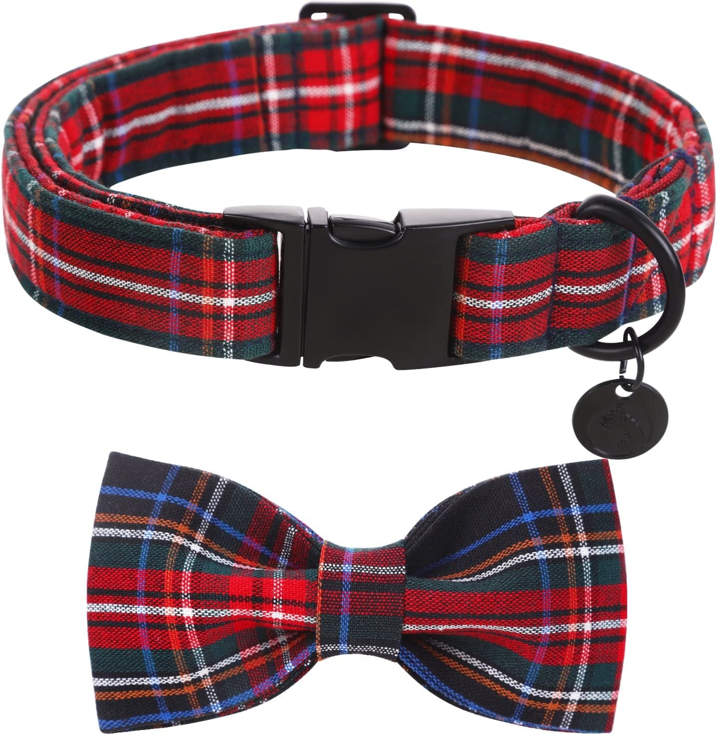DOGWONG Premium Summer Dog Collars, Lemon Bowtie Dog Collar, Adjustable Heavy Duty Girl Dog Collar with Bow for Medium Dogs