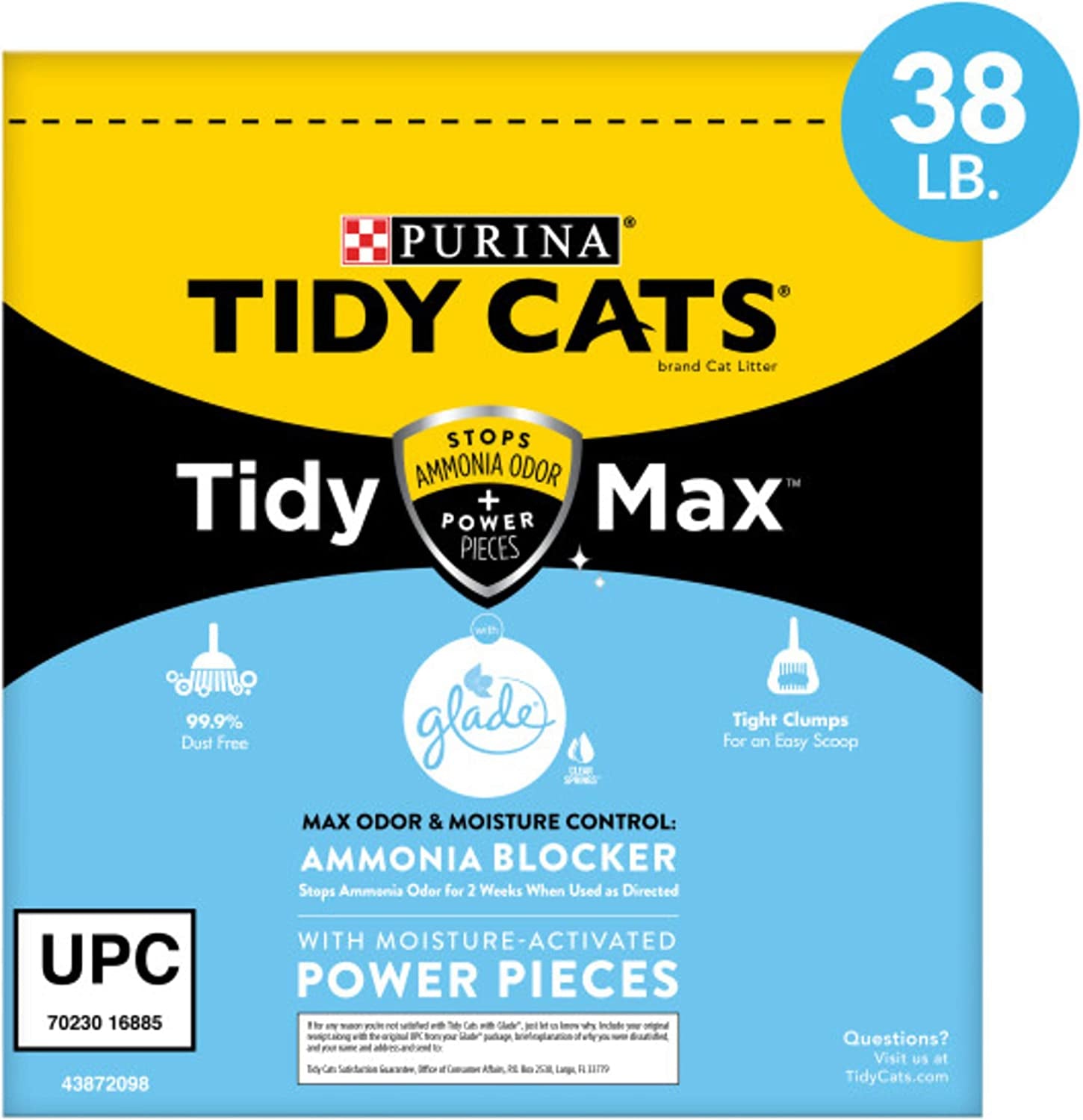 Tidy Cats Purina Clumping Cat Litter, Tidy Max Glade Tough Odor Clear Springs Multi Cat Litter - 38 Lb. Box