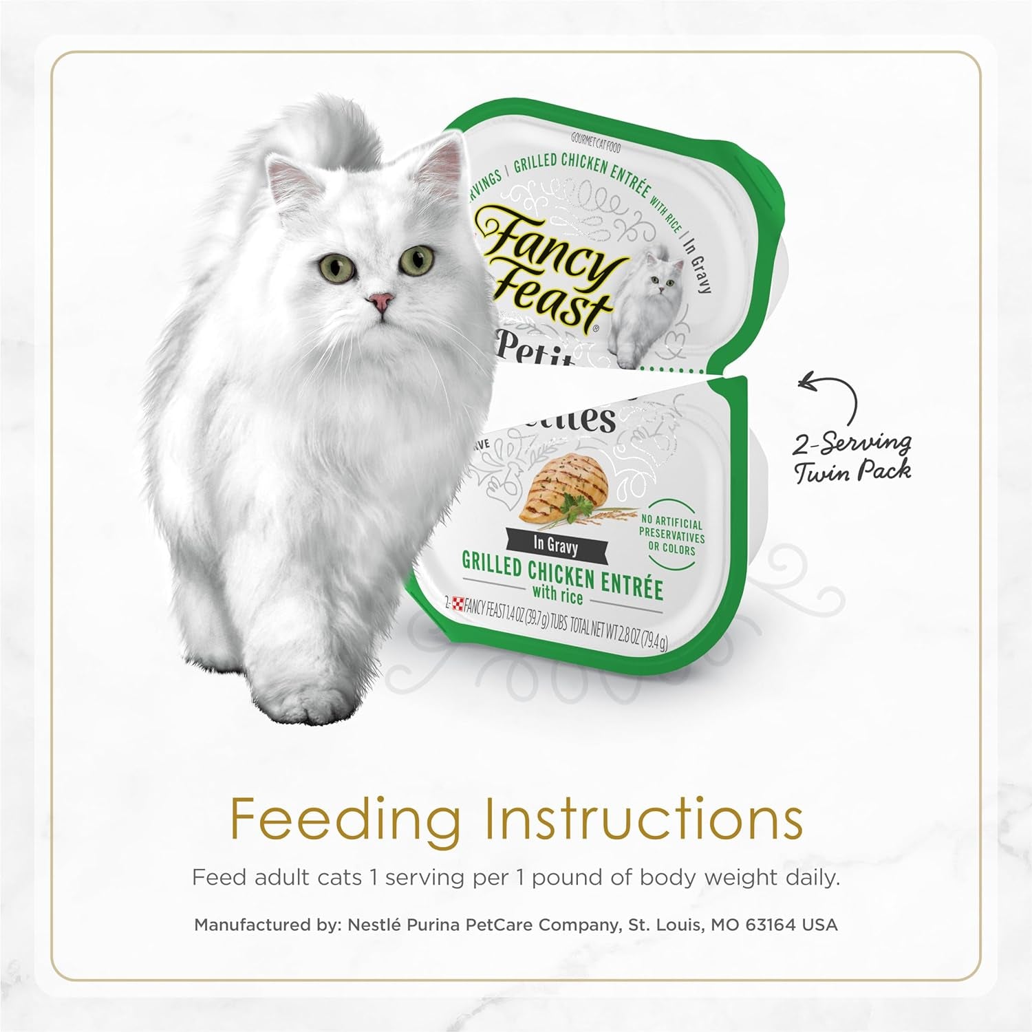 Purina Fancy Feast Gourmet Wet Cat Food Variety Pack, Petites Gravy Collection, Break-Apart Tubs, 48 Servings - (Pack of 24) 2.8 Oz. Tubs
