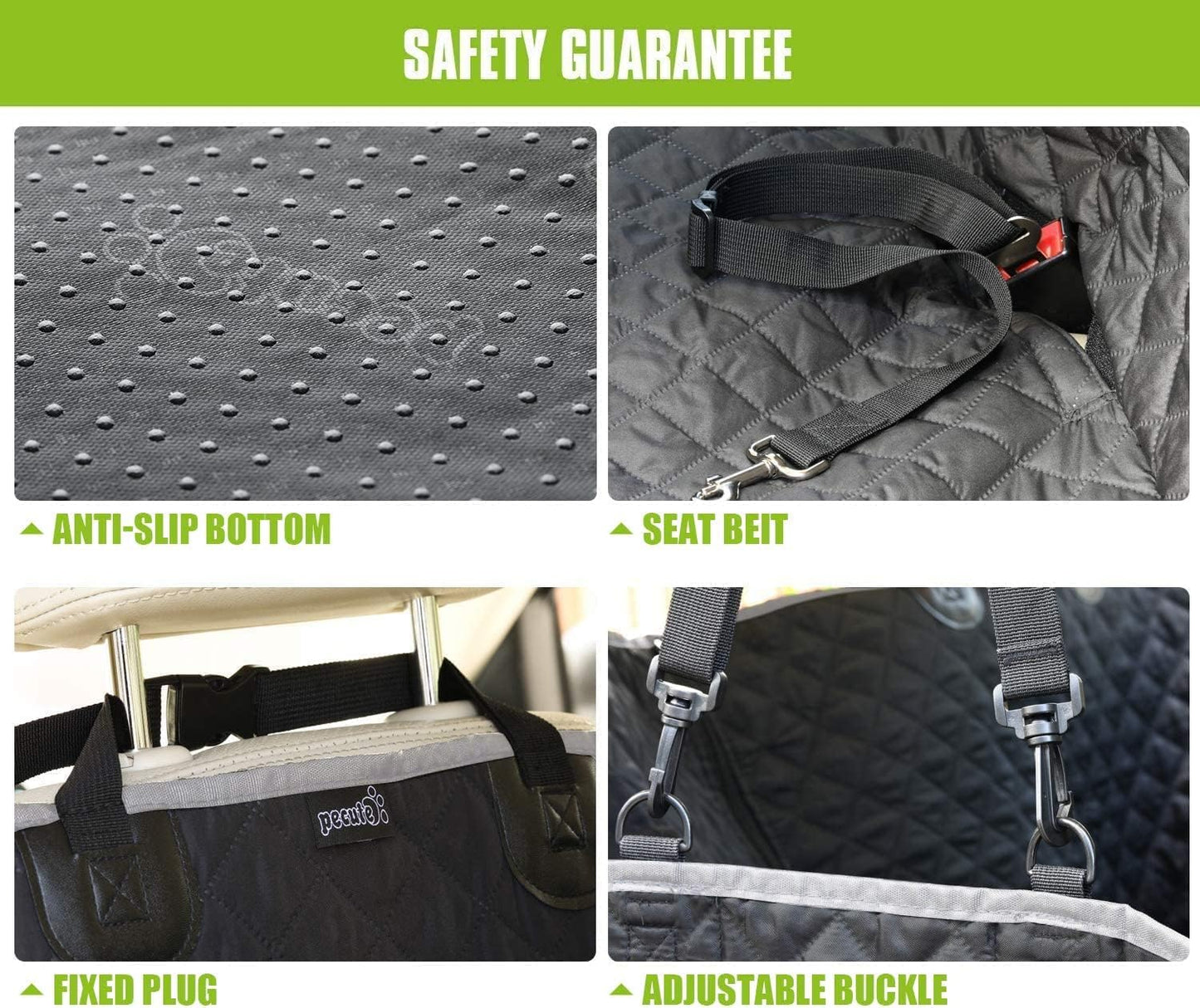 Pecute Dog Car Seat Cover for Back Seat, Dog Seat Cover with Perspective Mesh, Storage Bags, Hammock - Waterproof Scratch Proof Non-Slip, Durable Car Seat Covers for Dogs for Car SUV Truck