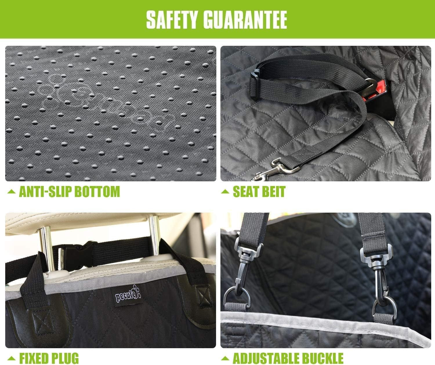 Pecute Dog Car Seat Cover for Back Seat, Dog Seat Cover with Perspective Mesh, Storage Bags, Hammock - Waterproof Scratch Proof Non-Slip, Durable Car Seat Covers for Dogs for Car SUV Truck