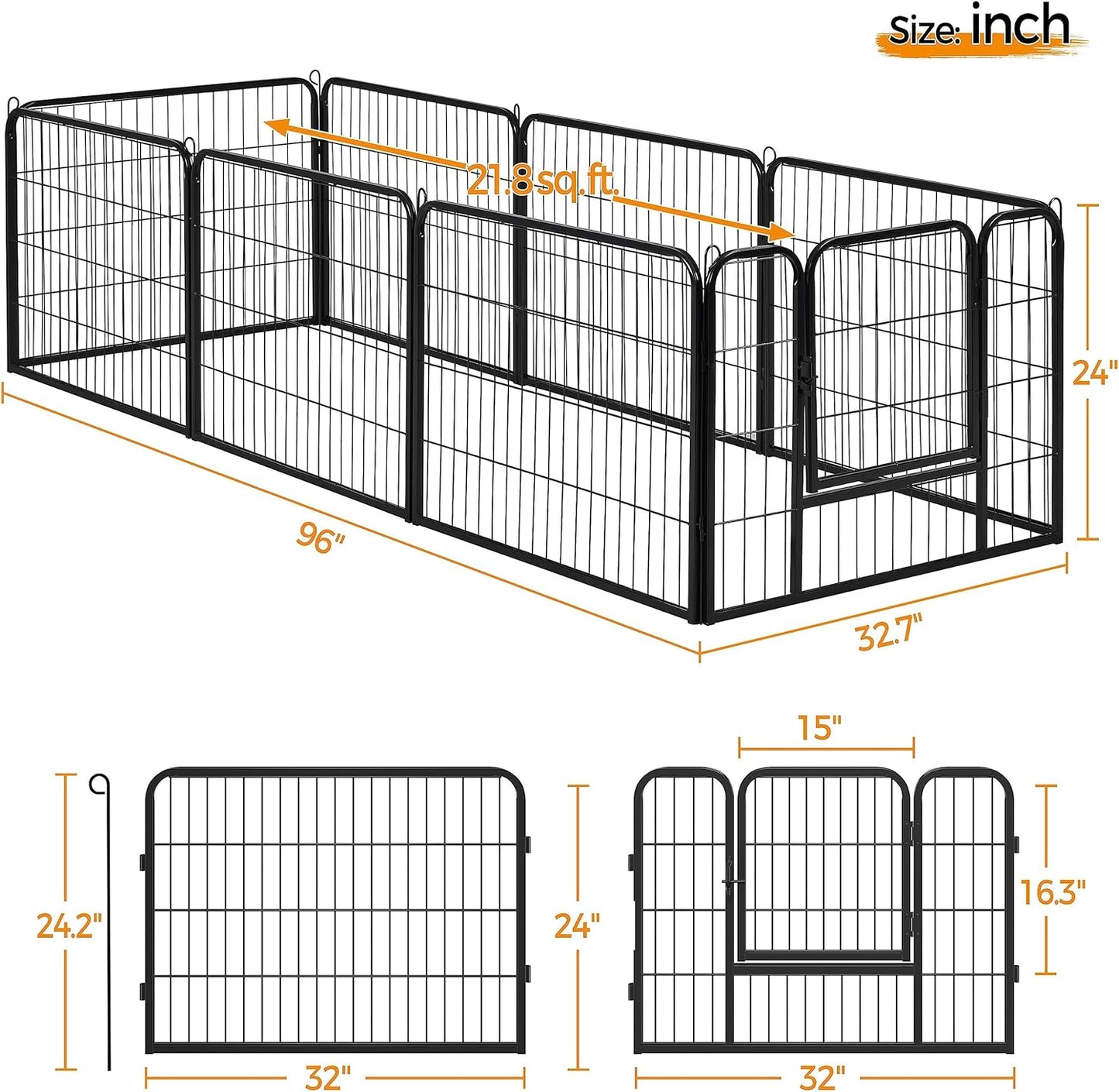 Yaheetech Dog Playpen Indoor, Extra Wide Outdoor Dog Fence Foldable Pet Puppy Exercise Pen for Yard/Garden/Rv Camping, 8 Panels 24 Inch Height X 32 Inch Width