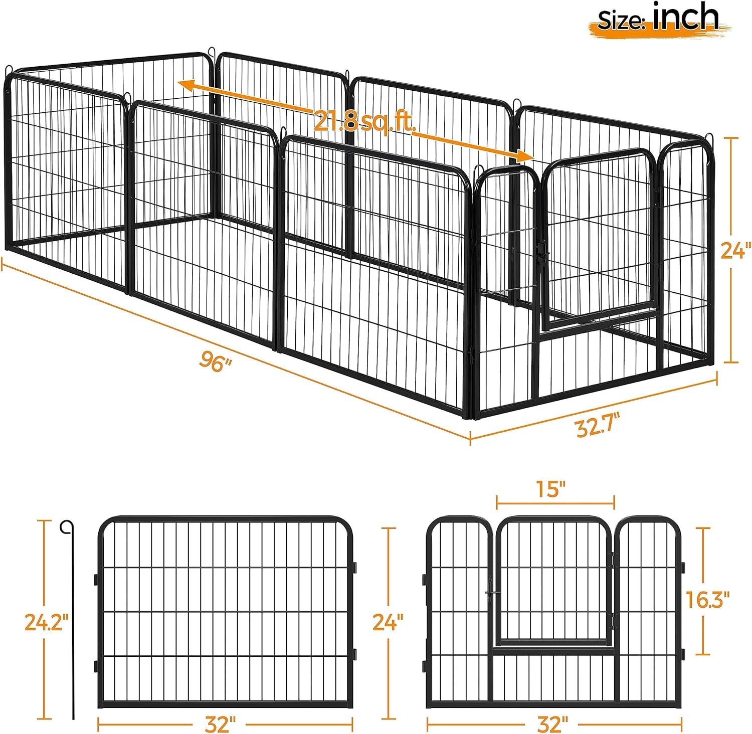 Yaheetech Dog Playpen Indoor, Extra Wide Outdoor Dog Fence Foldable Pet Puppy Exercise Pen for Yard/Garden/Rv Camping, 8 Panels 24 Inch Height X 32 Inch Width