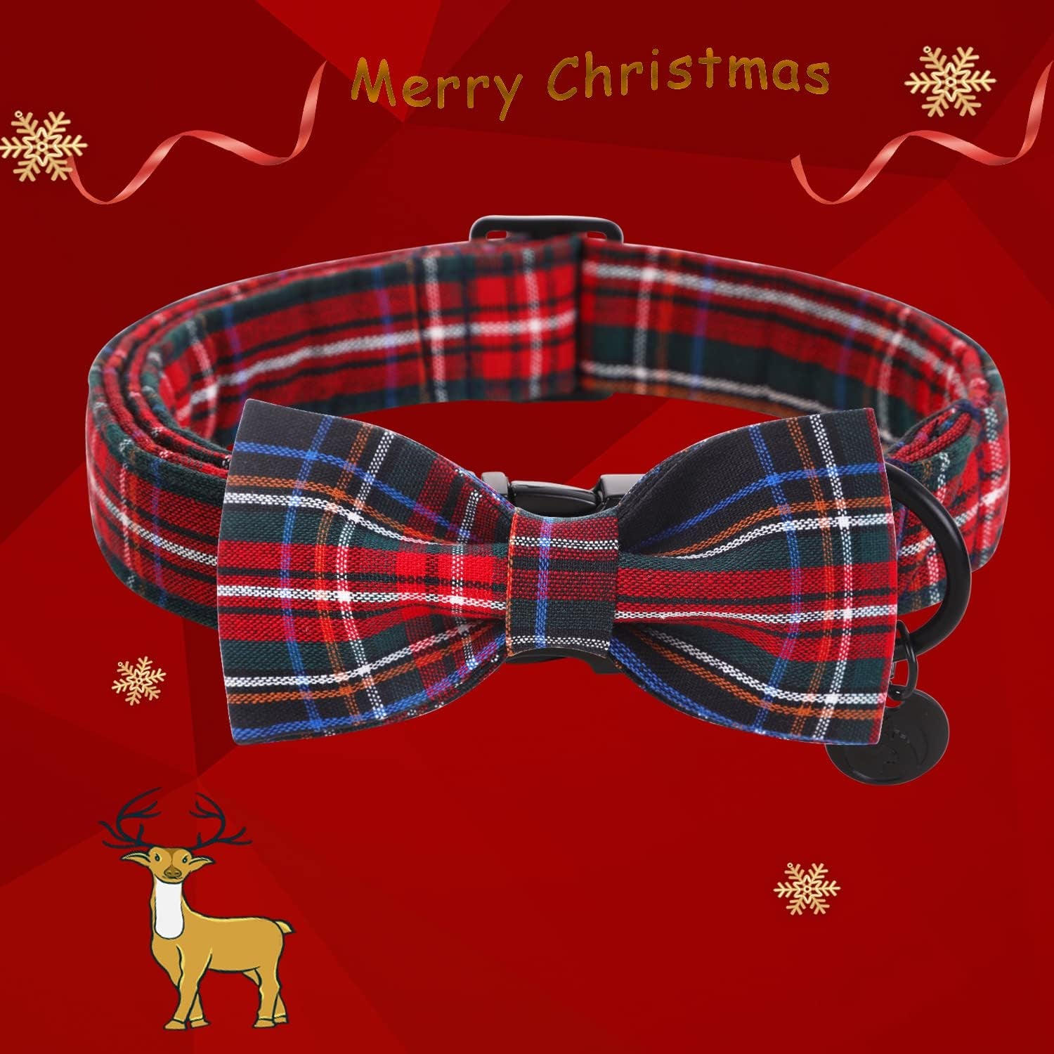 DOGWONG Premium Summer Dog Collars, Lemon Bowtie Dog Collar, Adjustable Heavy Duty Girl Dog Collar with Bow for Medium Dogs