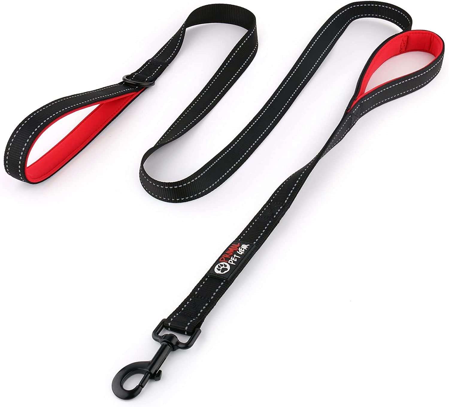 Primal Pet Gear Dog Leash 6Ft Long,Traffic Padded Two Handle,Heavy Duty,Reflective Double Handles Lead for Control Safety Training,Leashes for Large Dogs or Medium Dogs,Dual Handles Leads(Black)