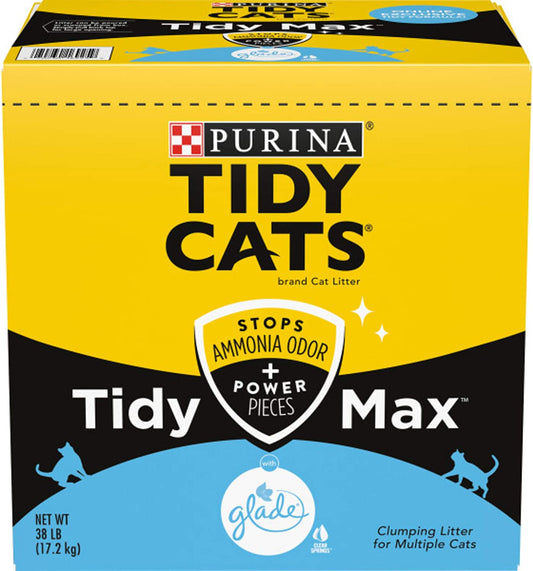 Tidy Cats Purina Clumping Cat Litter, Tidy Max Glade Tough Odor Clear Springs Multi Cat Litter - 38 Lb. Box