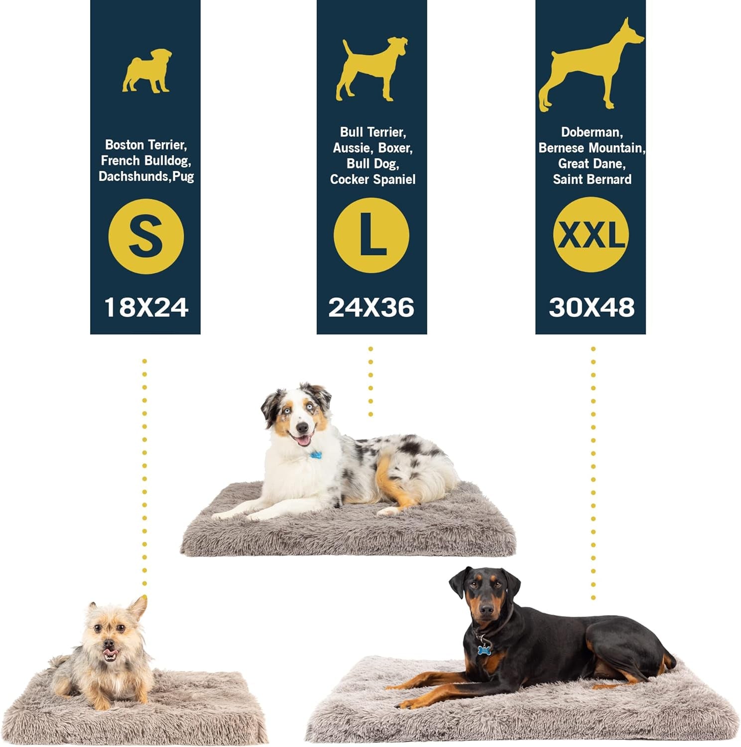 Our Pets Long Plush Dog Mat, Dog Bed & Crate Mat (Extra Plush & Versatile Washable Dog Bed. Perfect Dog Crate Mat and Calming Dog Bed with Nonslip Bottom) XXL Measures 30" X 48"
