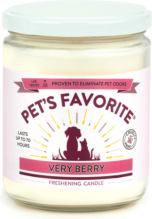 Pet'S Favorite Pet Odor Candle, Clean Burning, Long Lasting Scented Candles with a 70 Hour Burn Time, Very Berry
