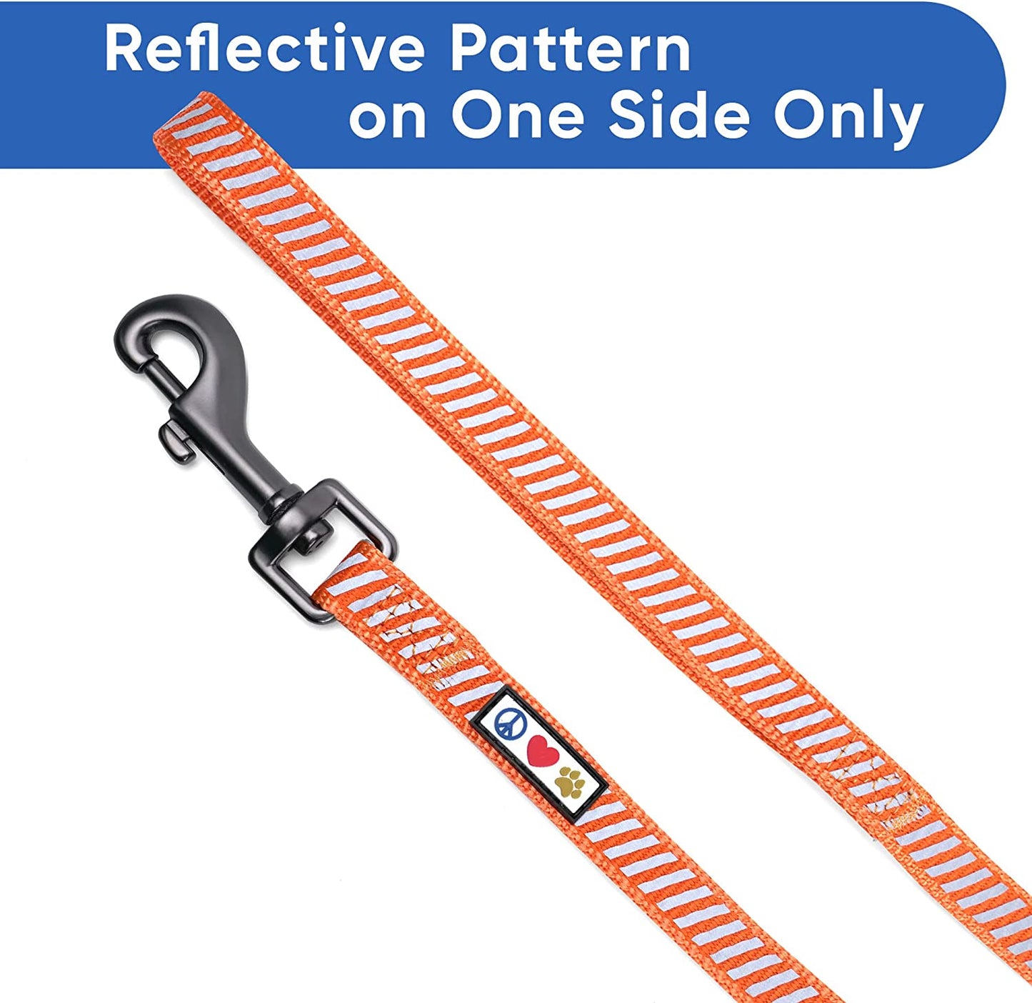 Pawtitas Pet Leash - Comfortable Heavy Duty Reflective Dog Leash | 6 Foot Orange, Highly Visible Threads