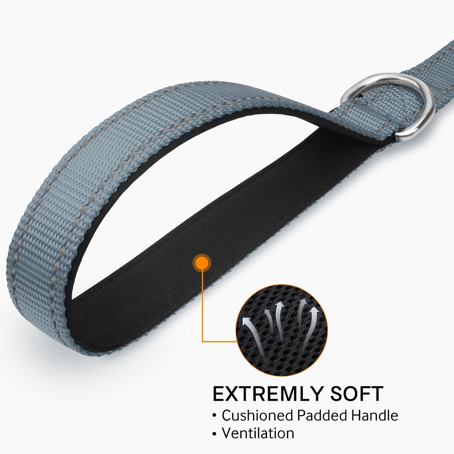Joytale Double-Sided Reflective Dog Leash, 6 FT/5 FT/4 FT, Padded Handle Nylon Heavy Duty Leashes for Small & Medium Dogs Walking, Gray, 5FT