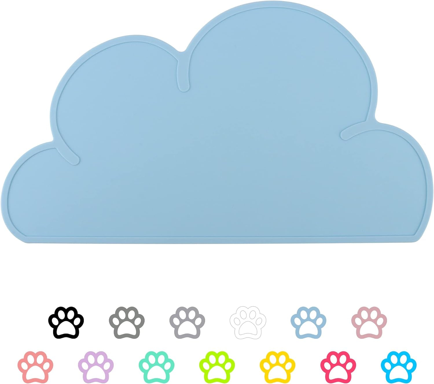 Designster Pet Food Mats–Dog Cat Feeding Mat Top Grade Cloud Silicone Pad Anti-Slip Waterproof Anti-Slip Bowl Placemat (Blue)