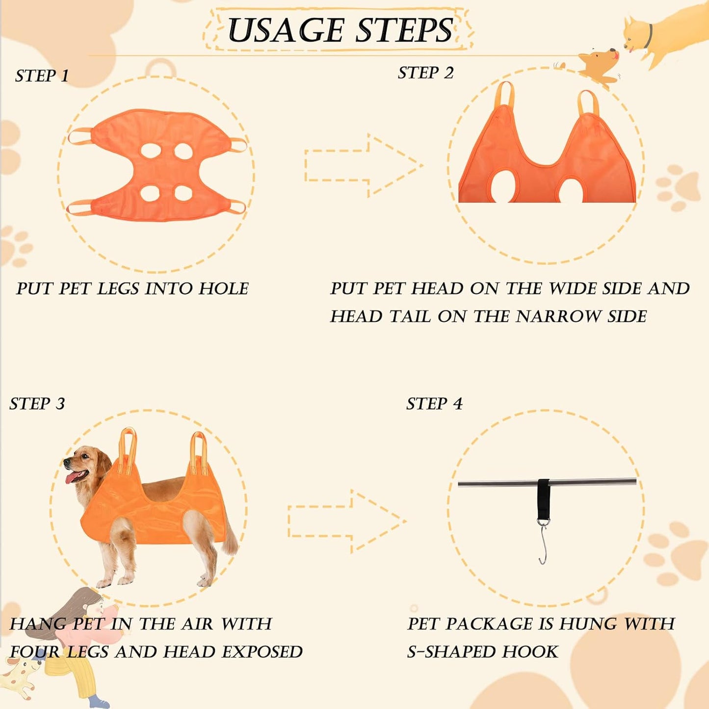 Hearyoo Pet Grooming Hammock Harness,Breathable Dog Hammock Restraint Bag for Pet,Dog Holder for Grooming,Pet Supplies Kit,With 4 Hooks ,Nail Trimmer, Pet Comb, Nail File for Pet Bathing