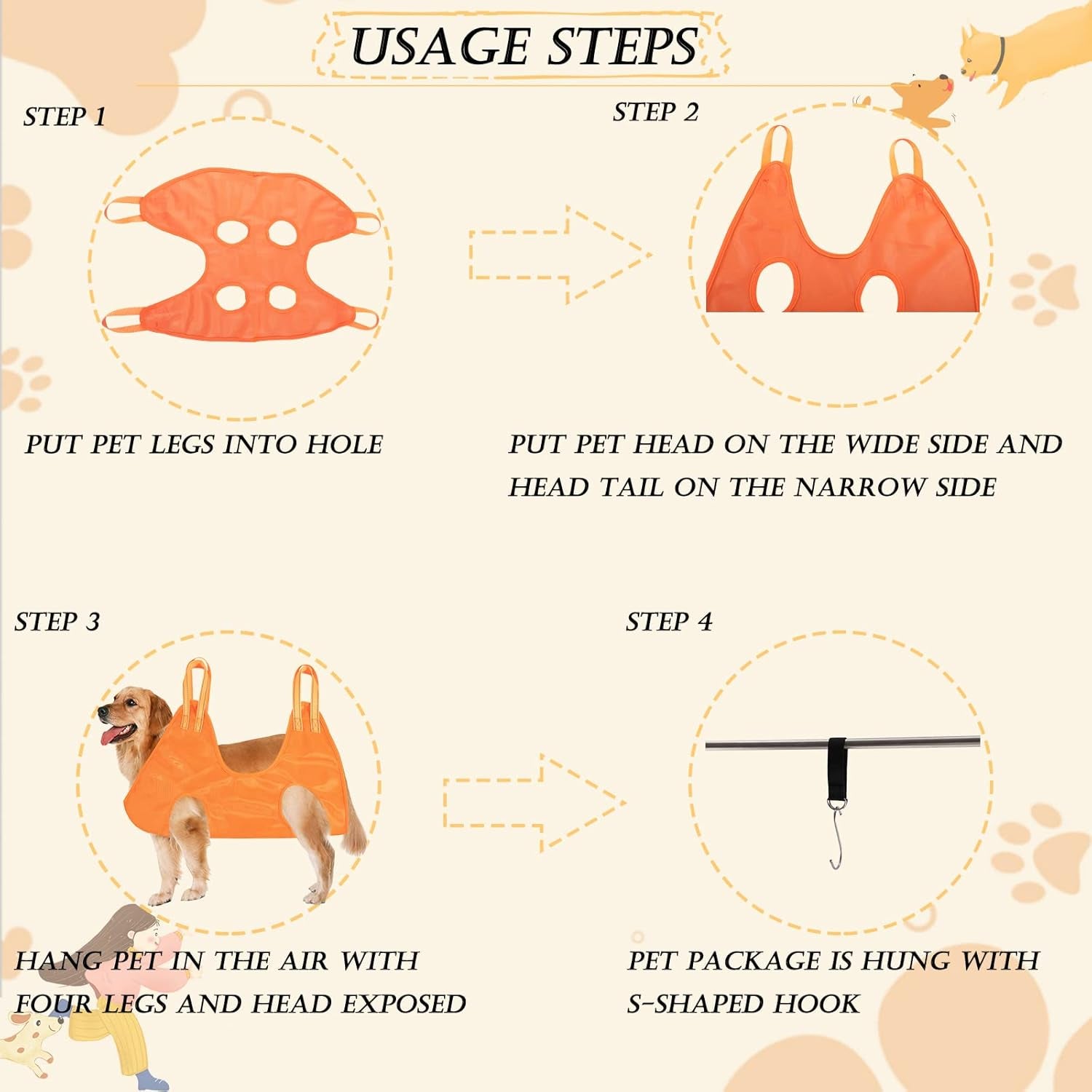 Hearyoo Pet Grooming Hammock Harness,Breathable Dog Hammock Restraint Bag for Pet,Dog Holder for Grooming,Pet Supplies Kit,With 4 Hooks ,Nail Trimmer, Pet Comb, Nail File for Pet Bathing