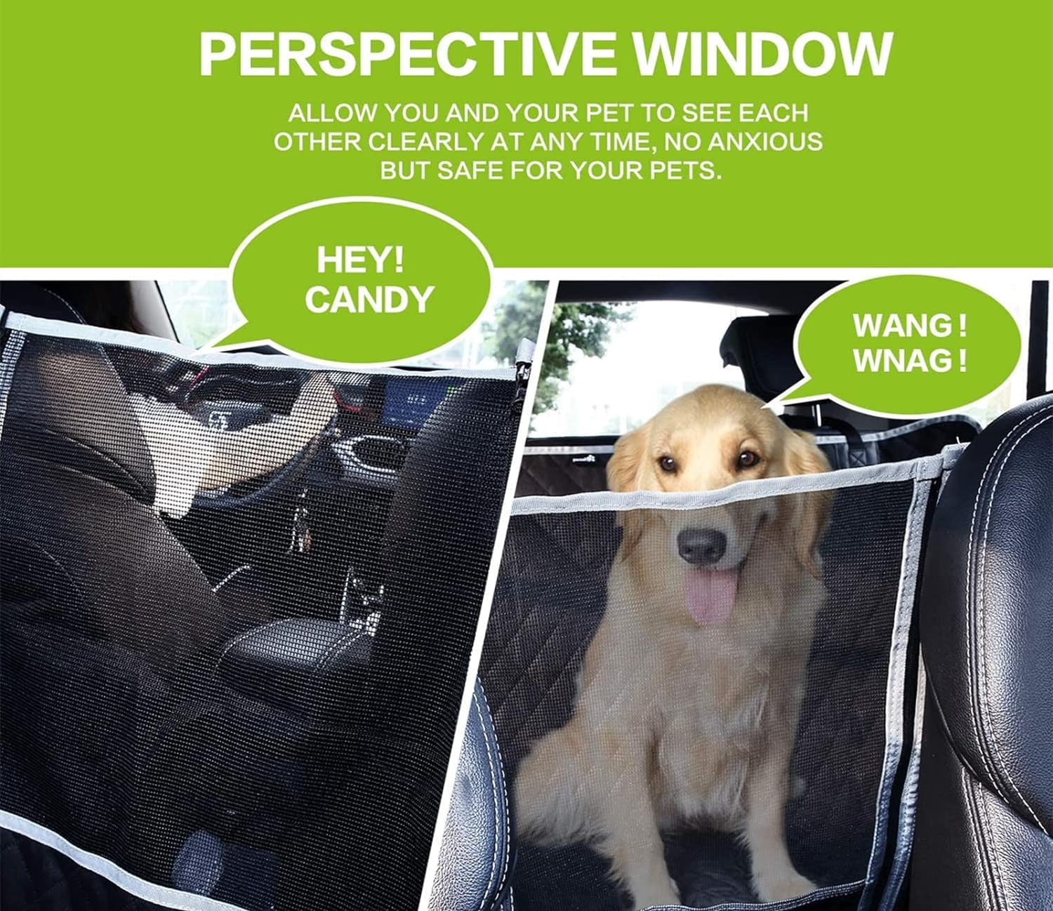 Pecute Dog Car Seat Cover for Back Seat, Dog Seat Cover with Perspective Mesh, Storage Bags, Hammock - Waterproof Scratch Proof Non-Slip, Durable Car Seat Covers for Dogs for Car SUV Truck