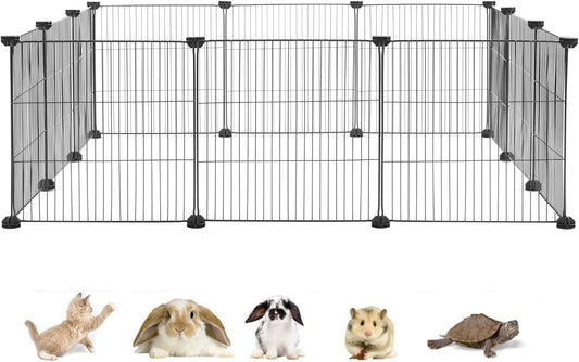 Allisandro Guinea Pig Cages Small Animal Playpen, Small Animal Cage for Indoor Outdoor Use, Portable Metal Wire Yard Fence for Guinea Pigs, Bunny, Turtle, Hamster, 12 Panels(13.8X13.8)