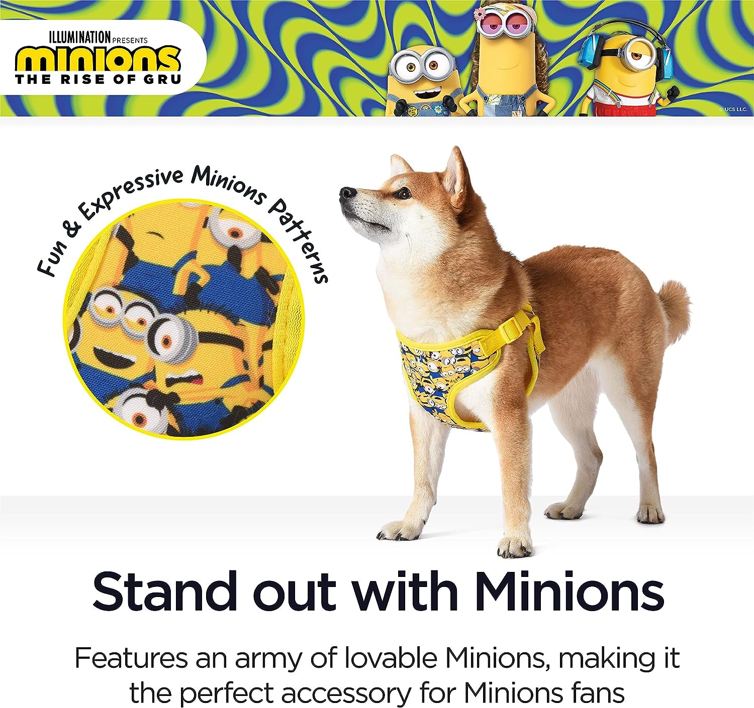 Minions Dog Harness, Medium, Yellow, More than a Minion | Comfortable Mesh No-Pull Dog Harness| Gifts for Minions Fans and Their Pets | Officially Licensed Pet Product from Universal Studios