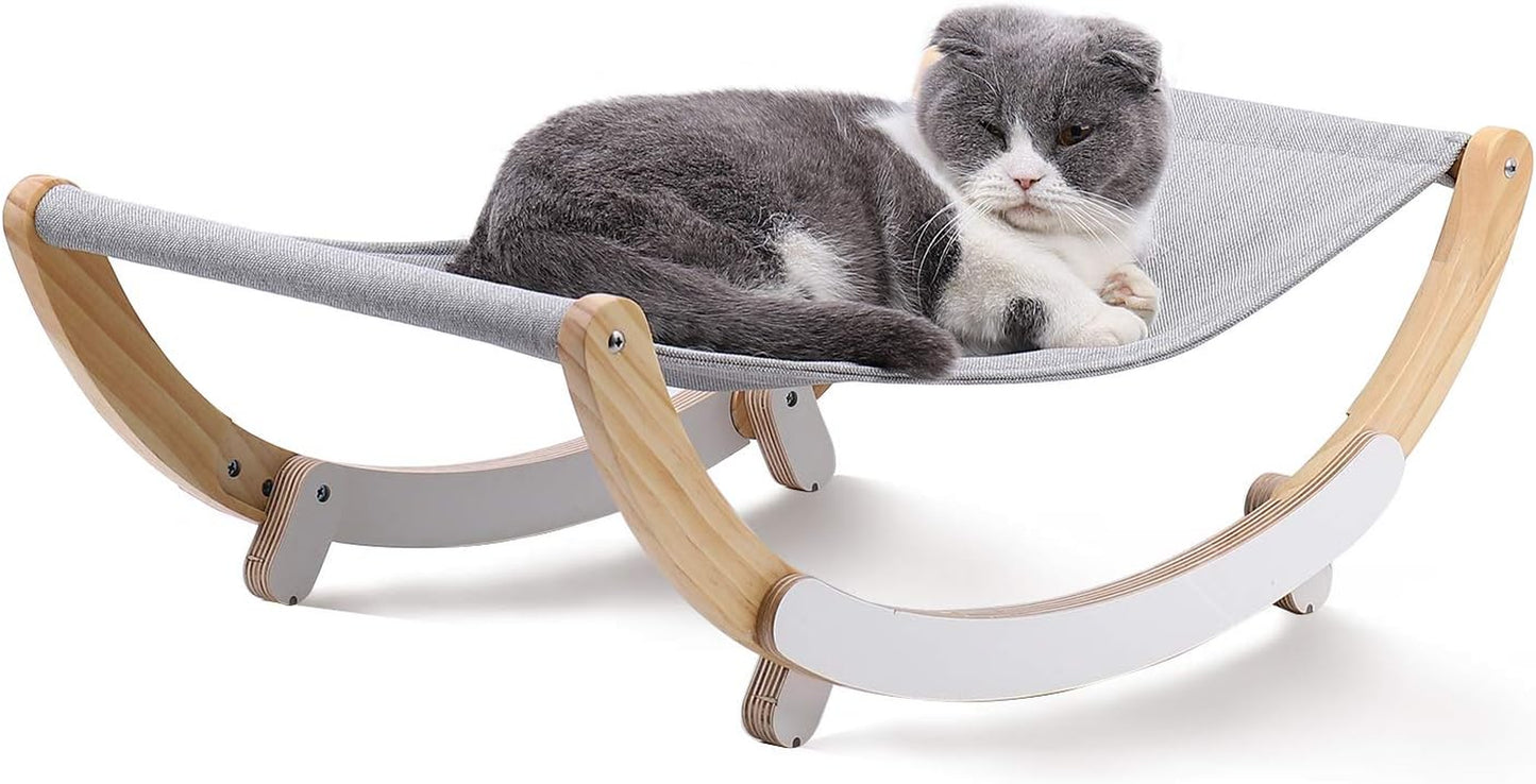 FUKUMARU Cat Hammock, New Moon Cat Swing Chair, Elevated Cat Bed for Indoor Cats, Cat Furniture Gift for Cat or Small Dog, Grey