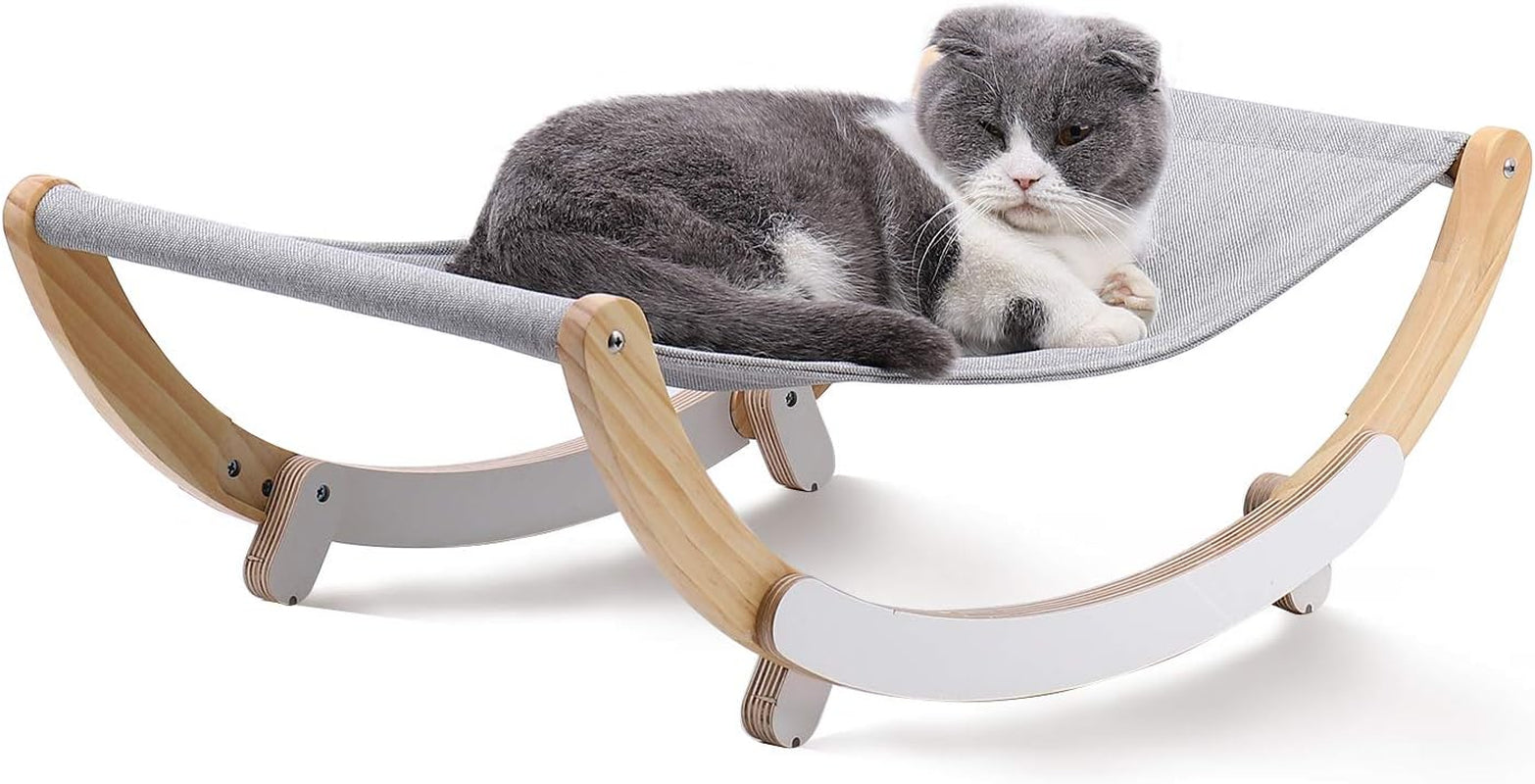 FUKUMARU Cat Hammock, New Moon Cat Swing Chair, Elevated Cat Bed for Indoor Cats, Cat Furniture Gift for Cat or Small Dog, Grey