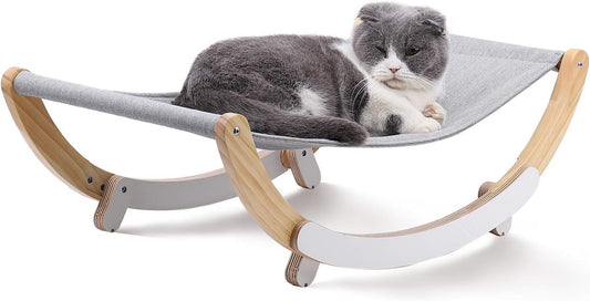 FUKUMARU Cat Hammock, New Moon Cat Swing Chair, Elevated Cat Bed for Indoor Cats, Cat Furniture Gift for Cat or Small Dog, Grey