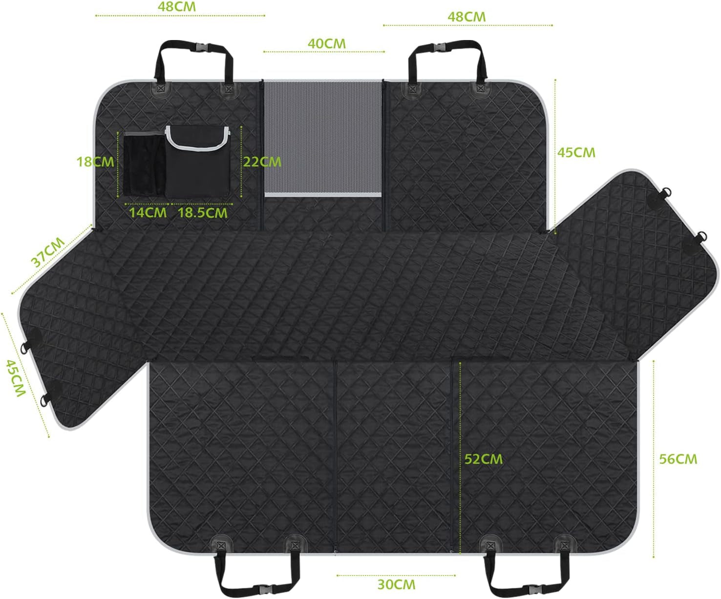 Pecute Dog Car Seat Cover for Back Seat, Dog Seat Cover with Perspective Mesh, Storage Bags, Hammock - Waterproof Scratch Proof Non-Slip, Durable Car Seat Covers for Dogs for Car SUV Truck
