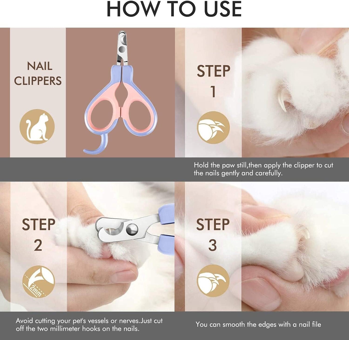 Eoocoo Dog & Cat Pets Nail Clippers with Safety Lock Sturdy Non Slip Handles - Professional Grooming Tool for Large and Small Animals
