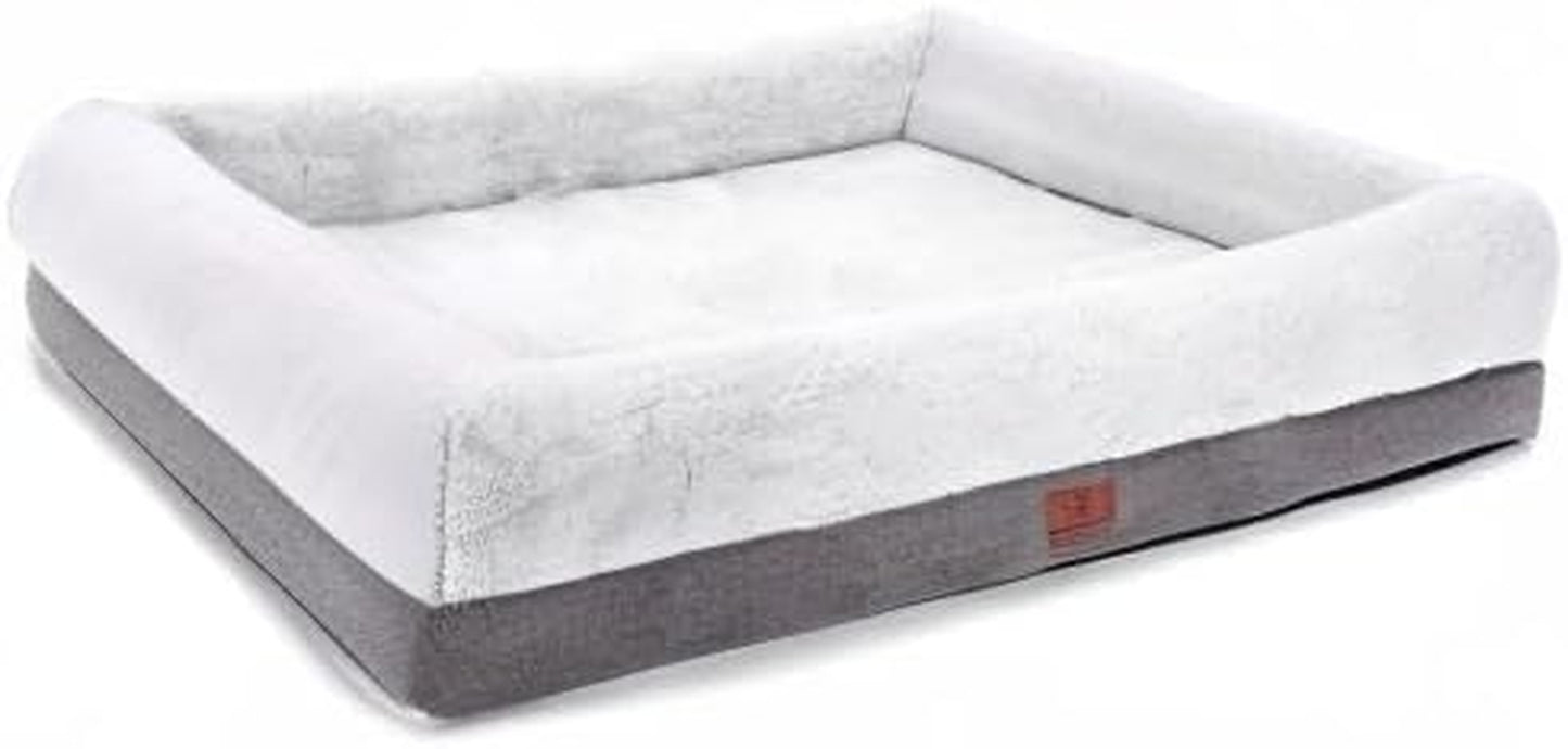 WINDRACING Orthopedic Dog Bed for Extra Large Dogs, Bolster Sides Dogs Sofa Bed with Removable Washable Cover & Non-Skid Bottom, Soft Pet Bed with Egg Foam Dog Couch for Sleeping, 46 X 30 Inch, Gray