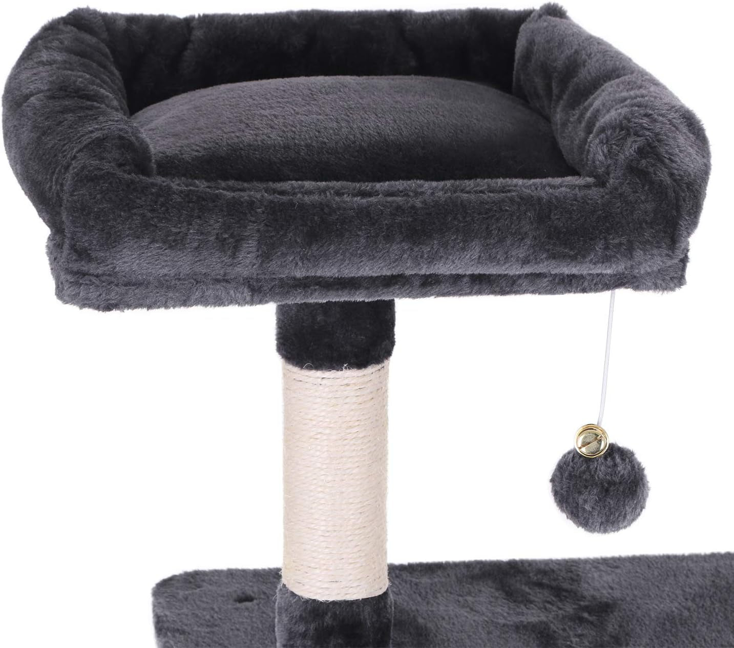 BEWISHOME Cat Tree Condo Furniture Kitten Activity Tower Pet Kitty Play House Playground with Sisal Scratching Posts Perch Hammock Tunnel Grey MMJ02H