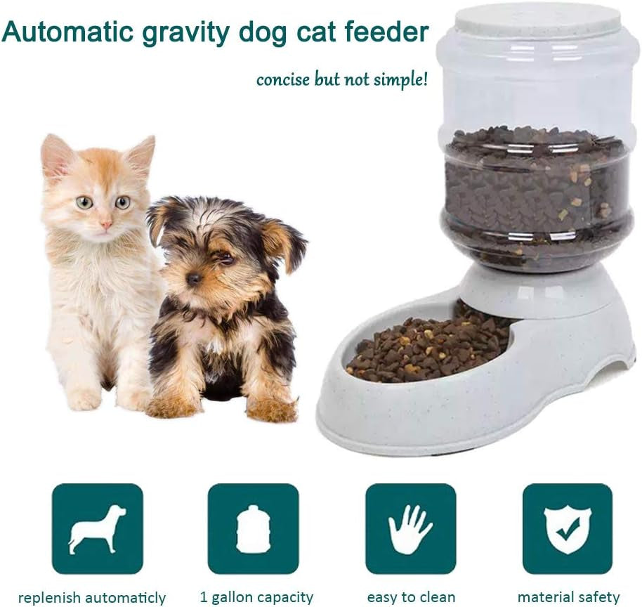 YNC Automatic Pet Feeder - 1 Gallon Gravity Food Dispenser for Cats, Small Dogs, and Other Small Pets