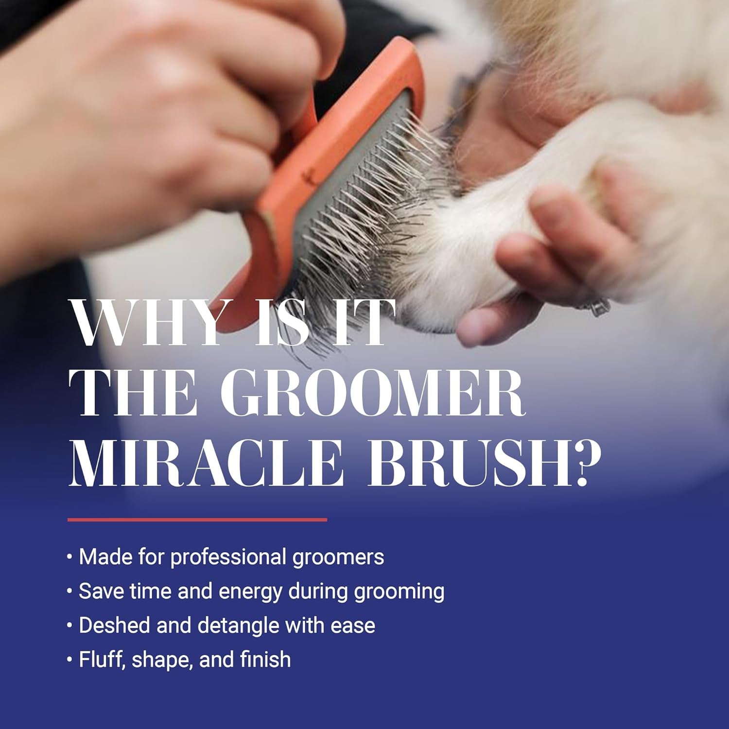 Chris Christensen Big G Dog Slicker Brush for Professional Grooming of Goldendoodles, Labradoodles, and Poodles - Coral, Large Size for Efficient Fluffing and Detangling