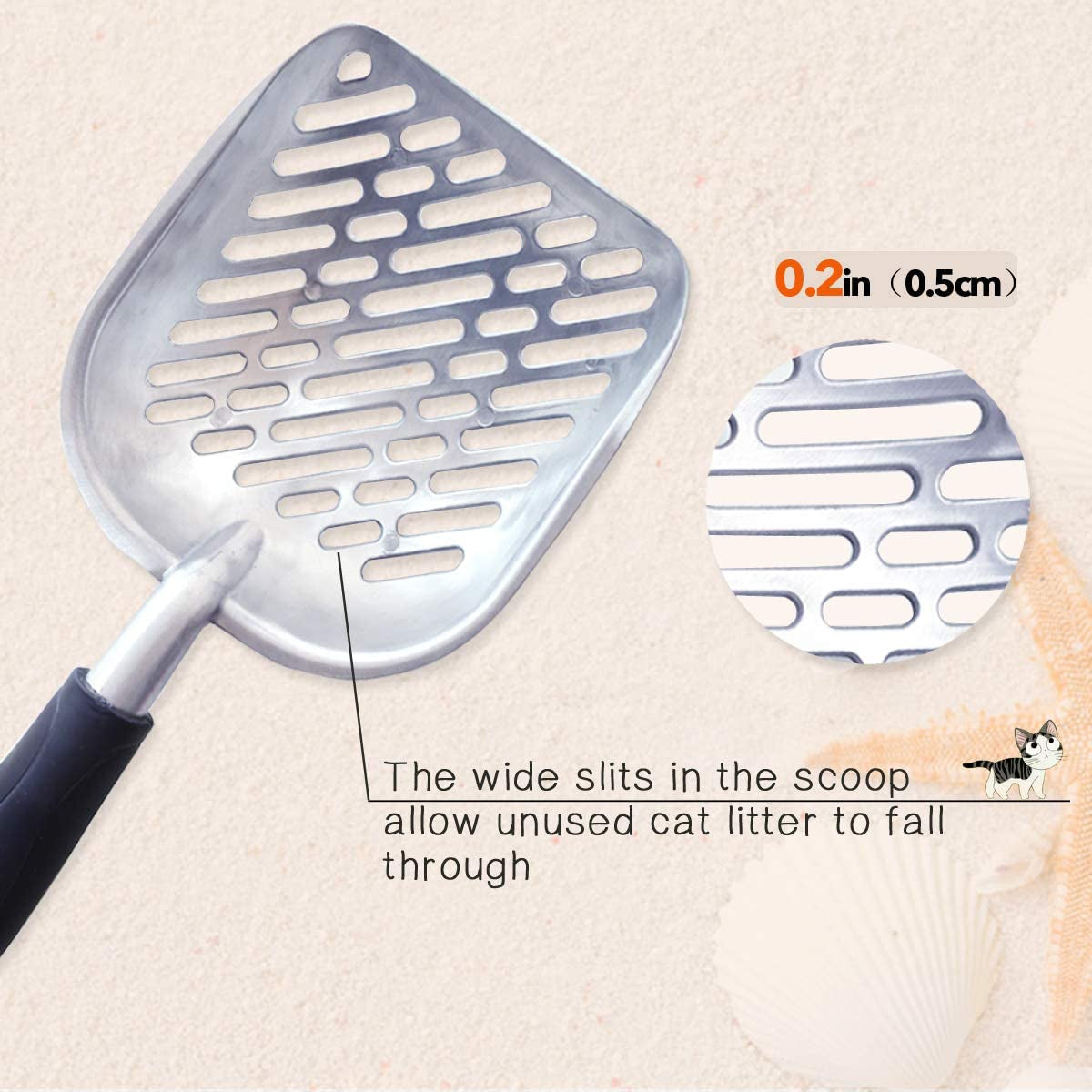 VIVAGLORY Cat Litter Scoop, Durable Metal Litter Scoop for Kitty, Sifter with Deep Shovel and Ergonomic Handle, Made of Heavy Duty Solid Aluminum, Jumbo Size, Navy Blue