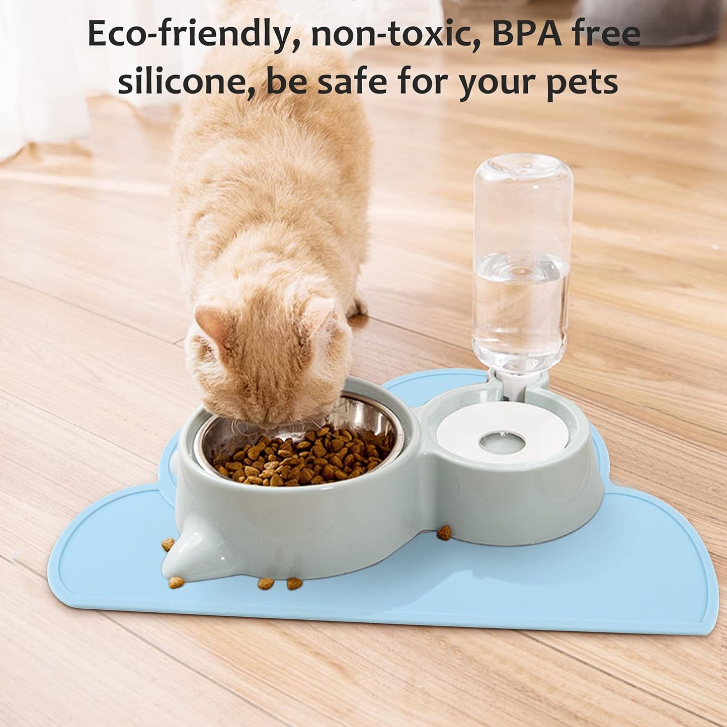 Designster Pet Food Mats–Dog Cat Feeding Mat Top Grade Cloud Silicone Pad Anti-Slip Waterproof Anti-Slip Bowl Placemat (Blue)