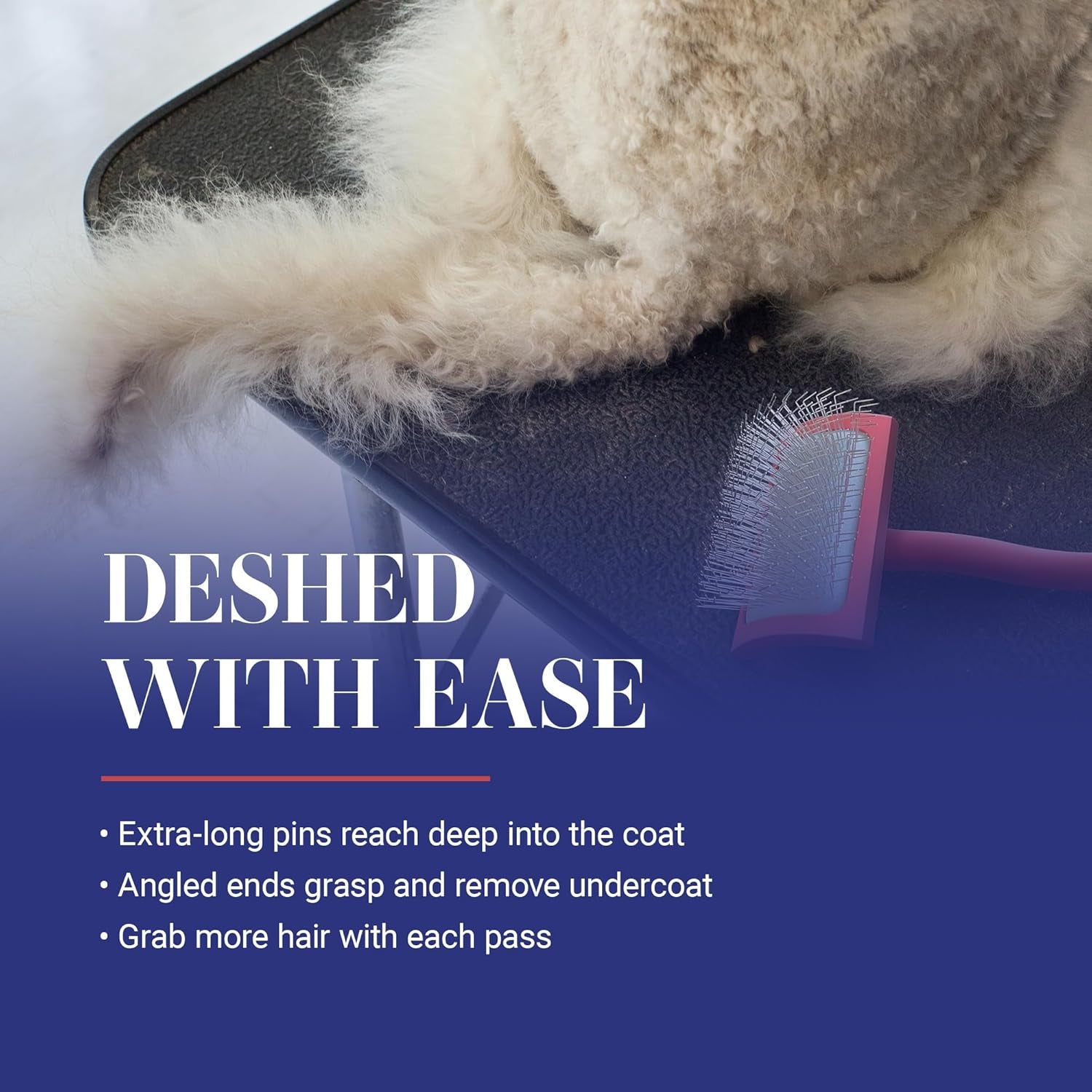 Chris Christensen Big G Dog Slicker Brush for Professional Grooming of Goldendoodles, Labradoodles, and Poodles - Coral, Large Size for Efficient Fluffing and Detangling
